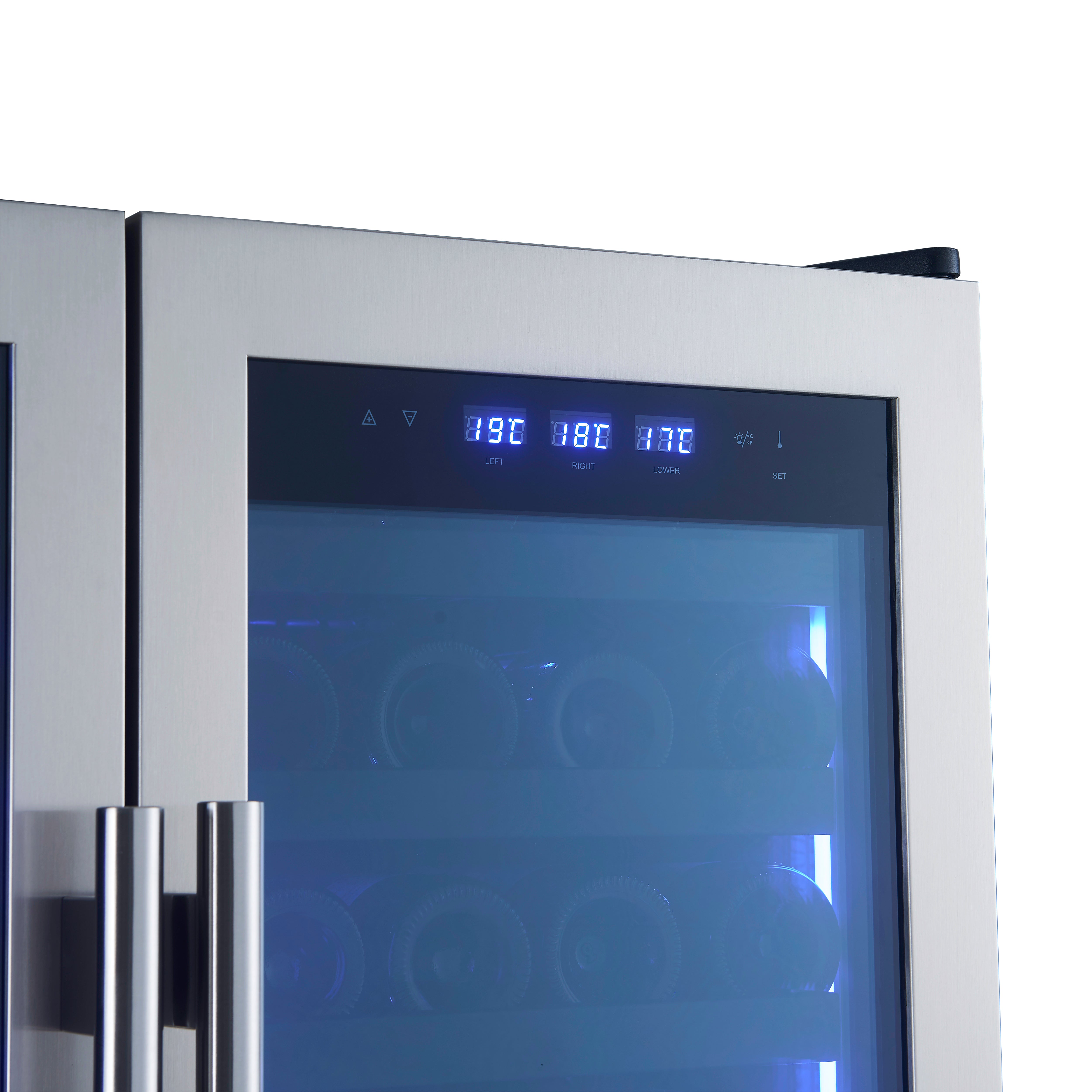 Forno Campania 32 in. 120 Bottle and 228 Can French Door Triple Zone Wine Cooler | FWCDR6635-32S