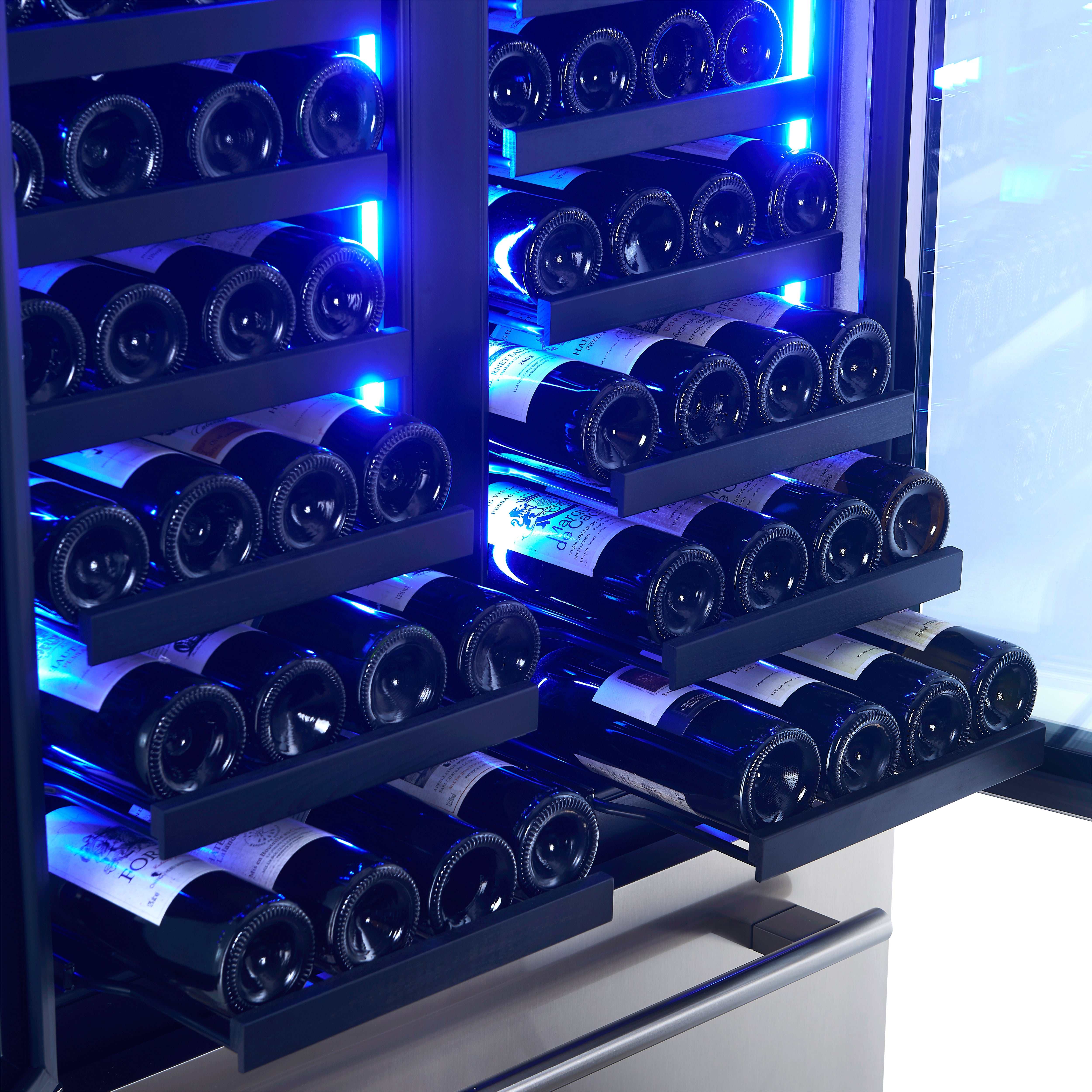 Forno Campania 32 in. 120 Bottle and 228 Can French Door Triple Zone Wine Cooler | FWCDR6635-32S