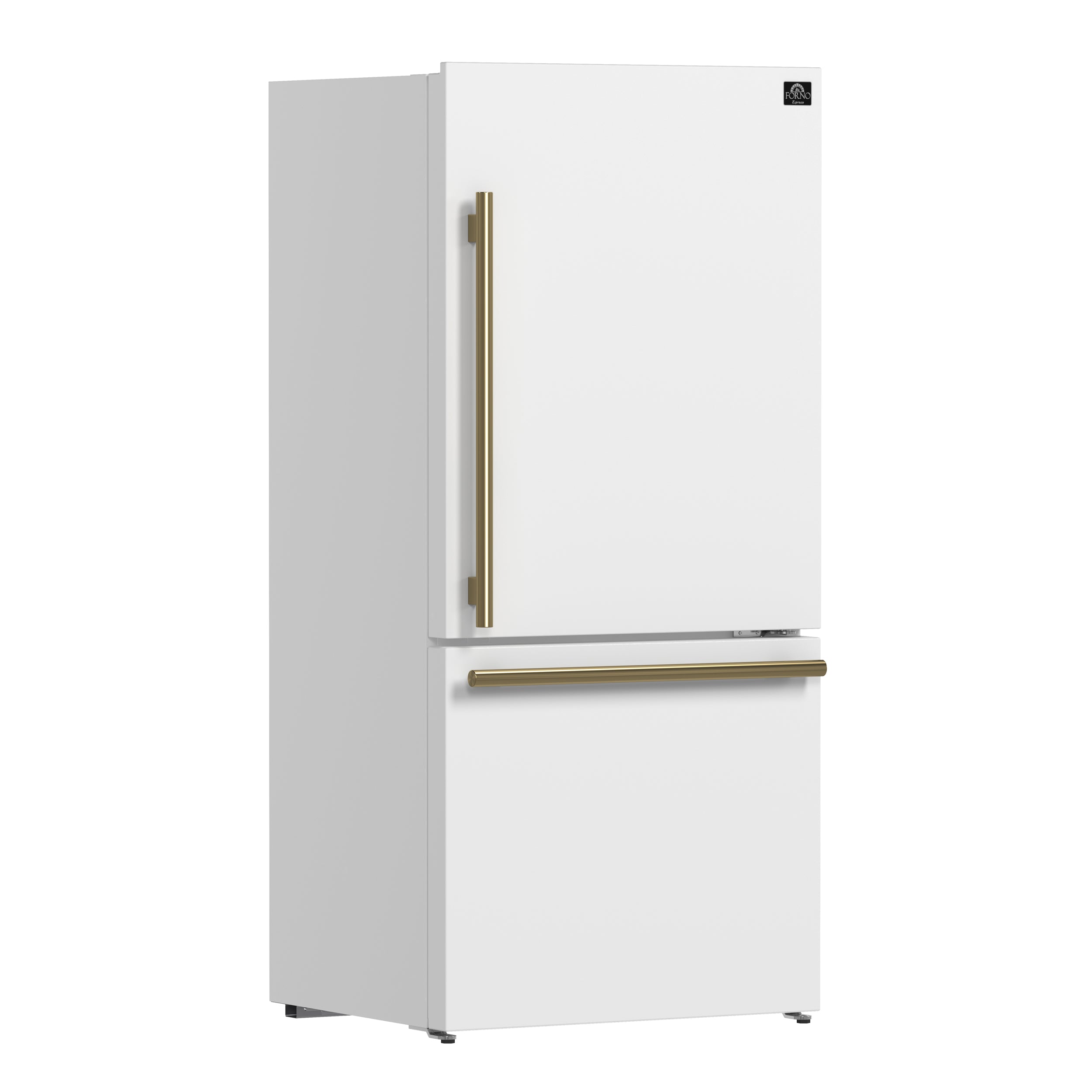 Forno Espresso Milano 62 in. 34.4 cu.ft. White Side-By-Side Refrigerator with Ice Maker and Antique Brass Handles | FFFFD1787-60WHT