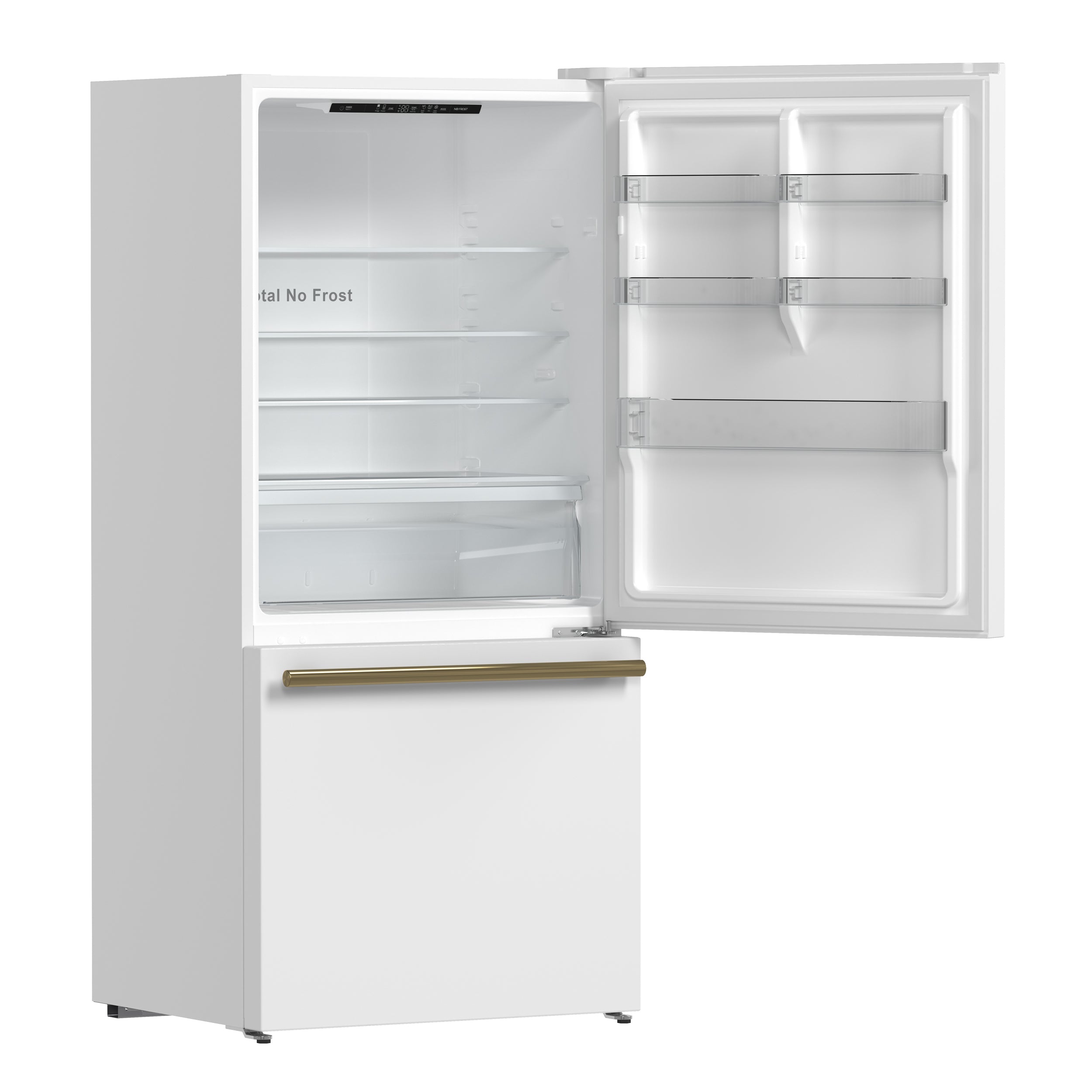 Forno Espresso Milano 62 in. 34.4 cu.ft. White Side-By-Side Refrigerator with Ice Maker and Antique Brass Handles | FFFFD1787-60WHT
