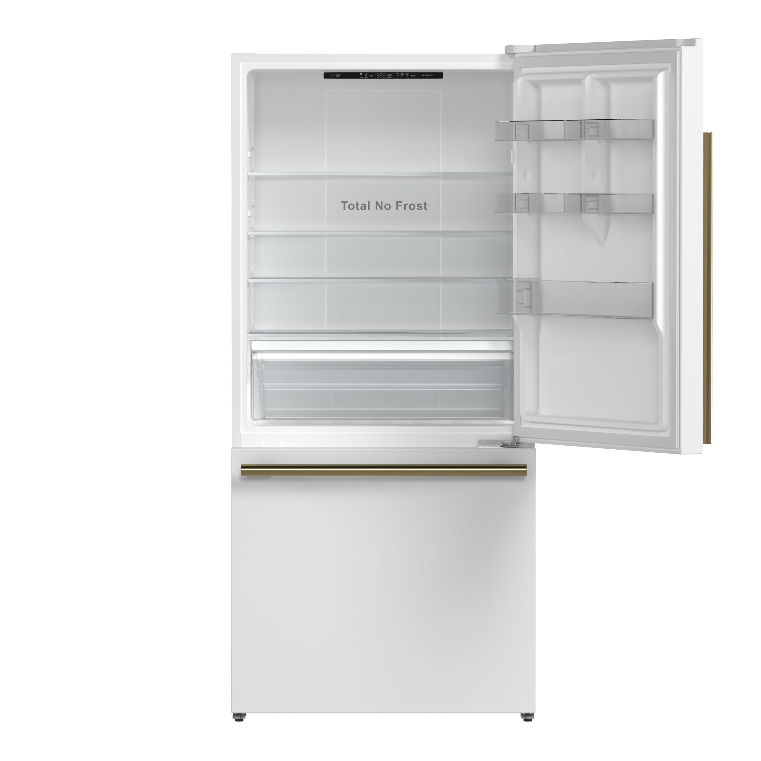 Forno Espresso Milano 62 in. 34.4 cu.ft. White Side-By-Side Refrigerator with Ice Maker and Antique Brass Handles | FFFFD1787-60WHT