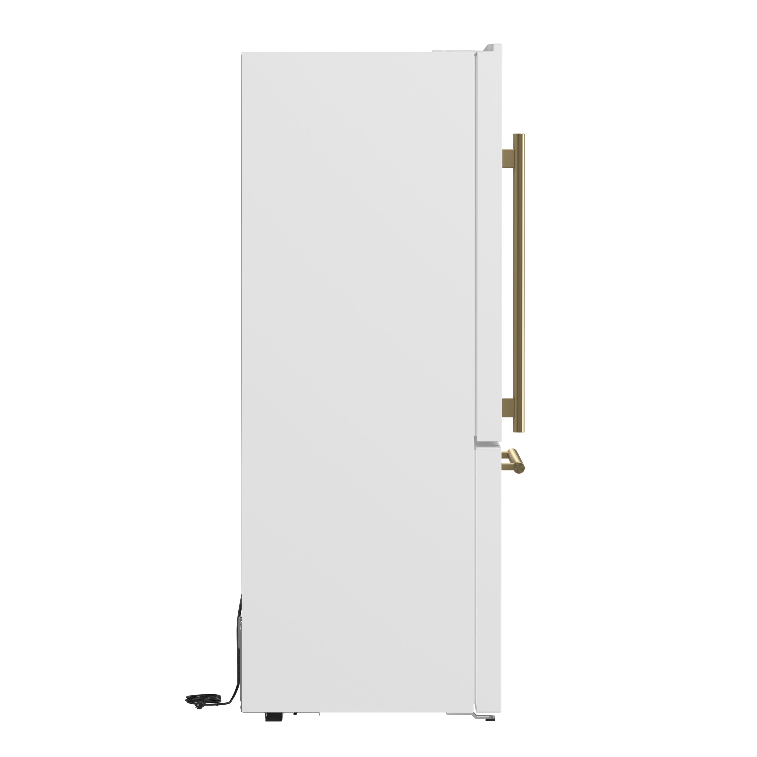 Forno Espresso Milano 62 in. 34.4 cu.ft. White Side-By-Side Refrigerator with Ice Maker and Antique Brass Handles | FFFFD1787-60WHT
