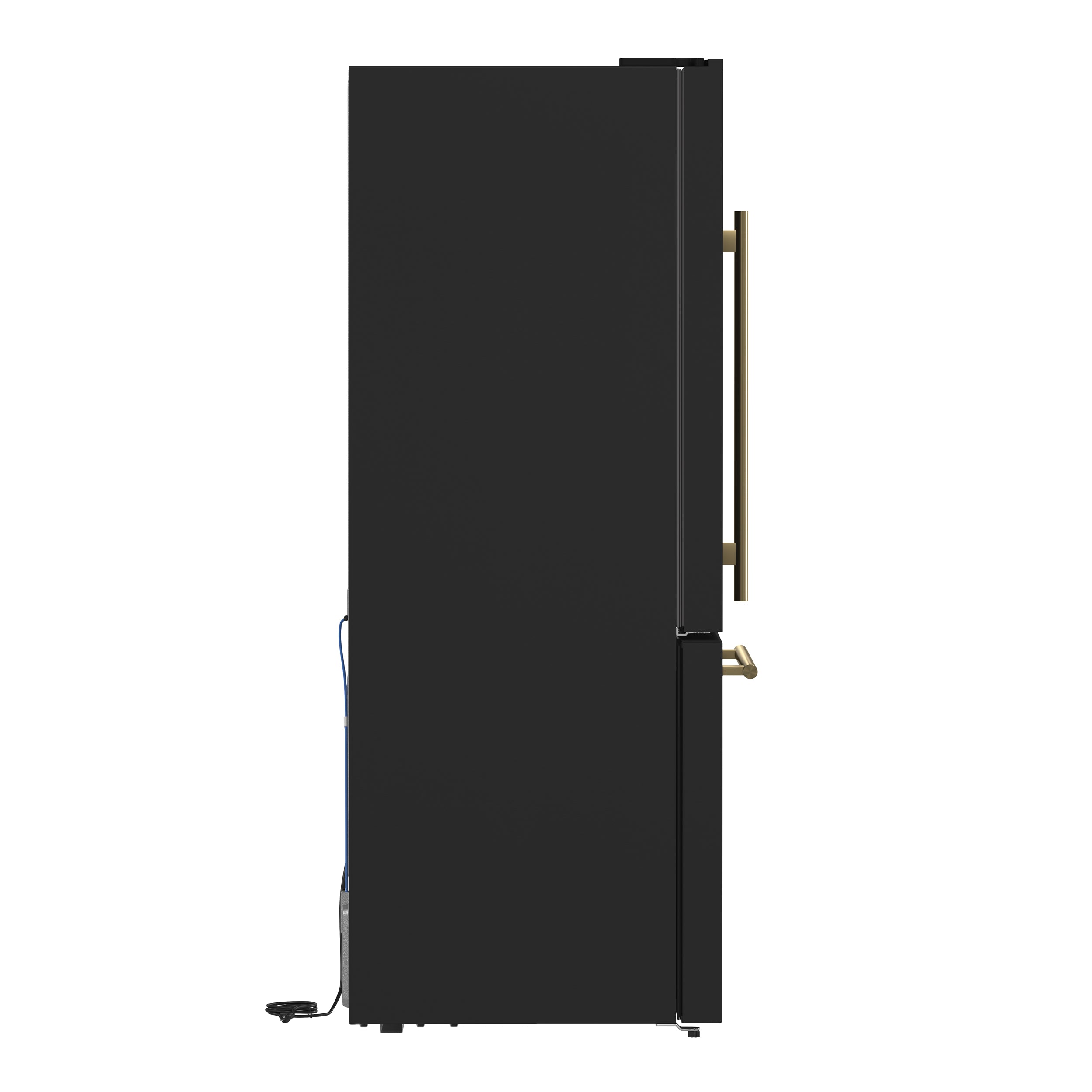 Forno Espresso Milano 31 in. 17.2 cu.ft. Black Left Swing Refrigerator with Bottom Freezer, Ice maker and Antique Brass Handles | FFFFD1786-31BLK