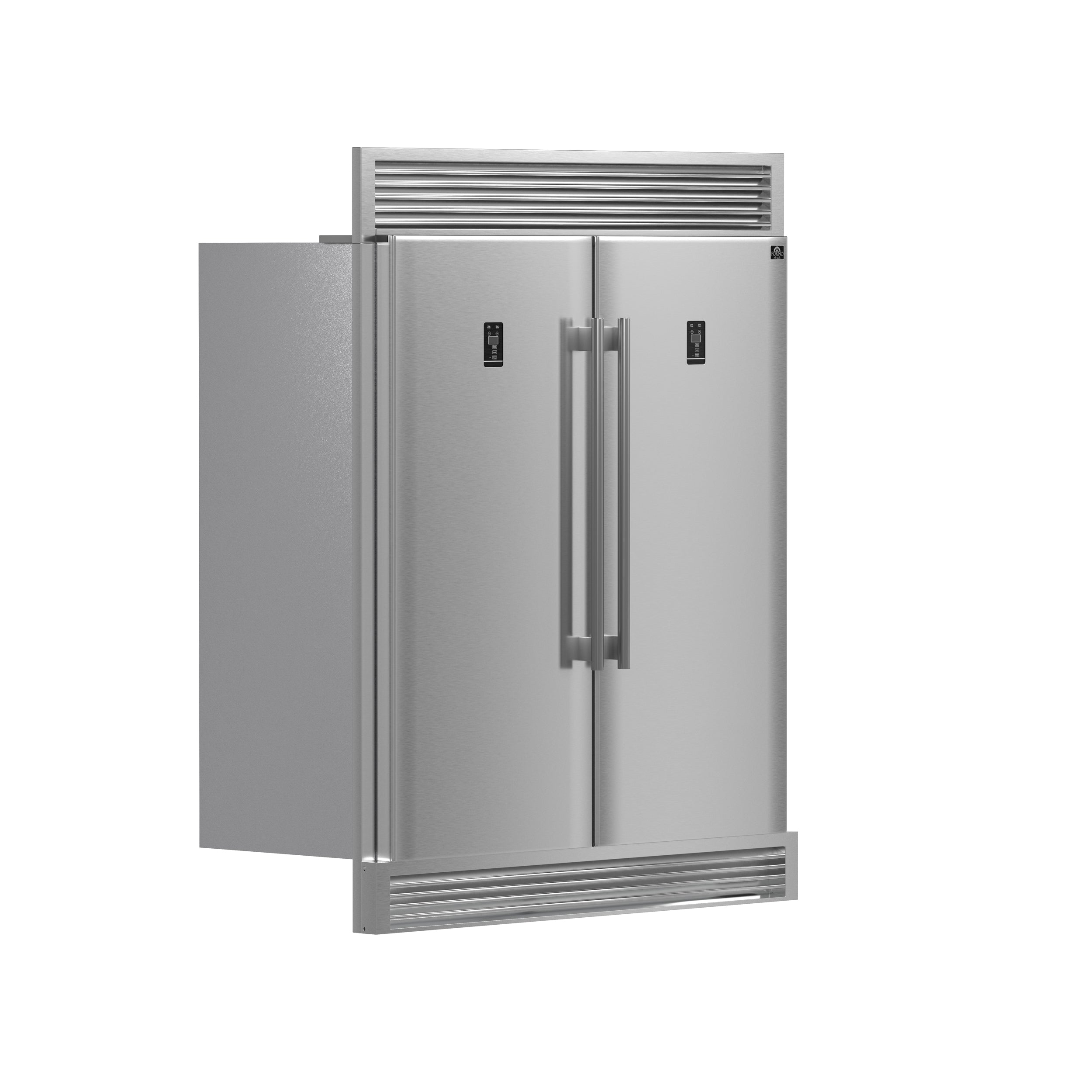 Forno Kitchen Package - 48" Gas Range, 60" Refrigerator, Wall Mount Range Hood | FBDL-018-02US