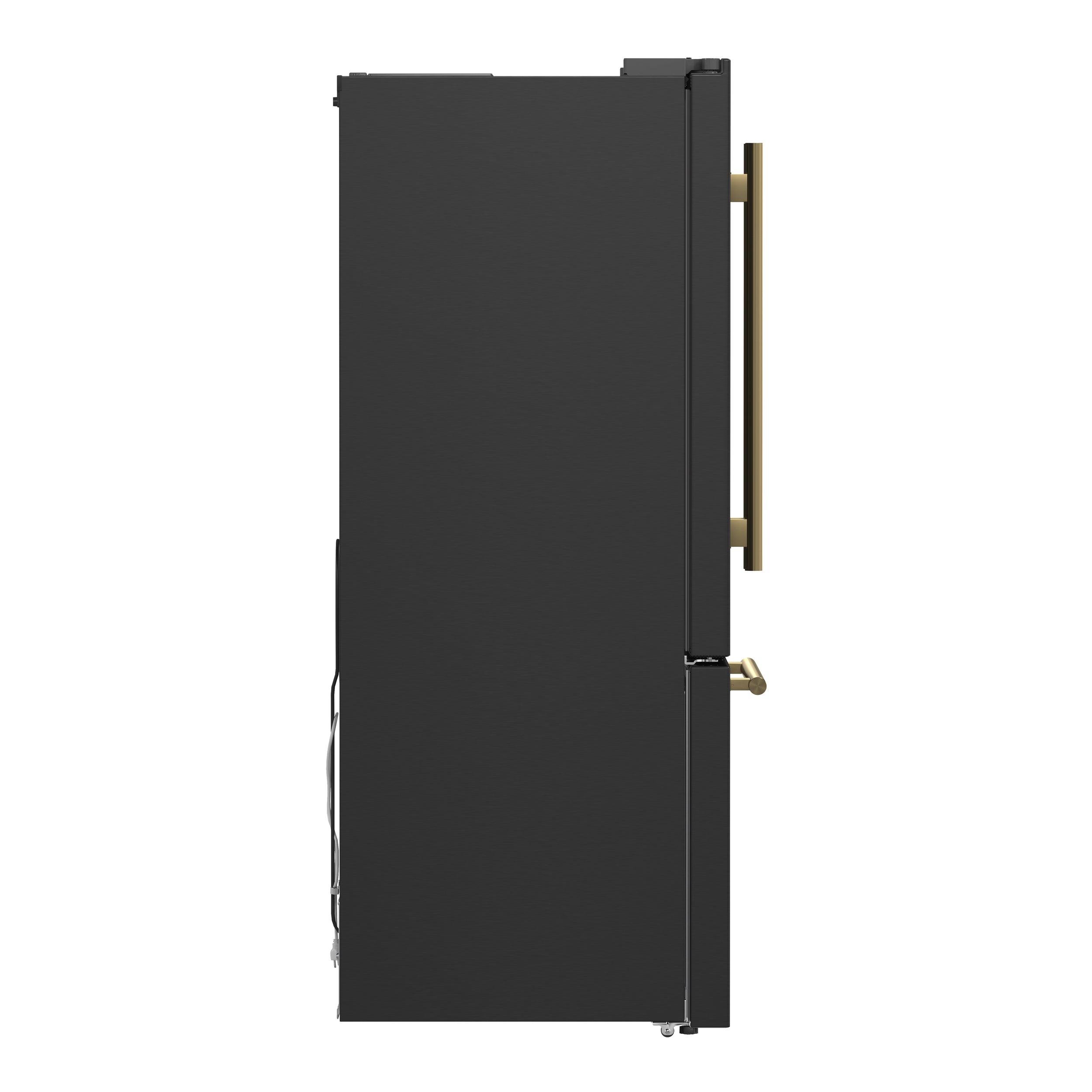Forno Espresso Gallipoli 30 in. 17.5 cu.ft. Black French Door Refrigerator with Ice Maker and Antique Brass Handles | FFFFD1974-31BLK