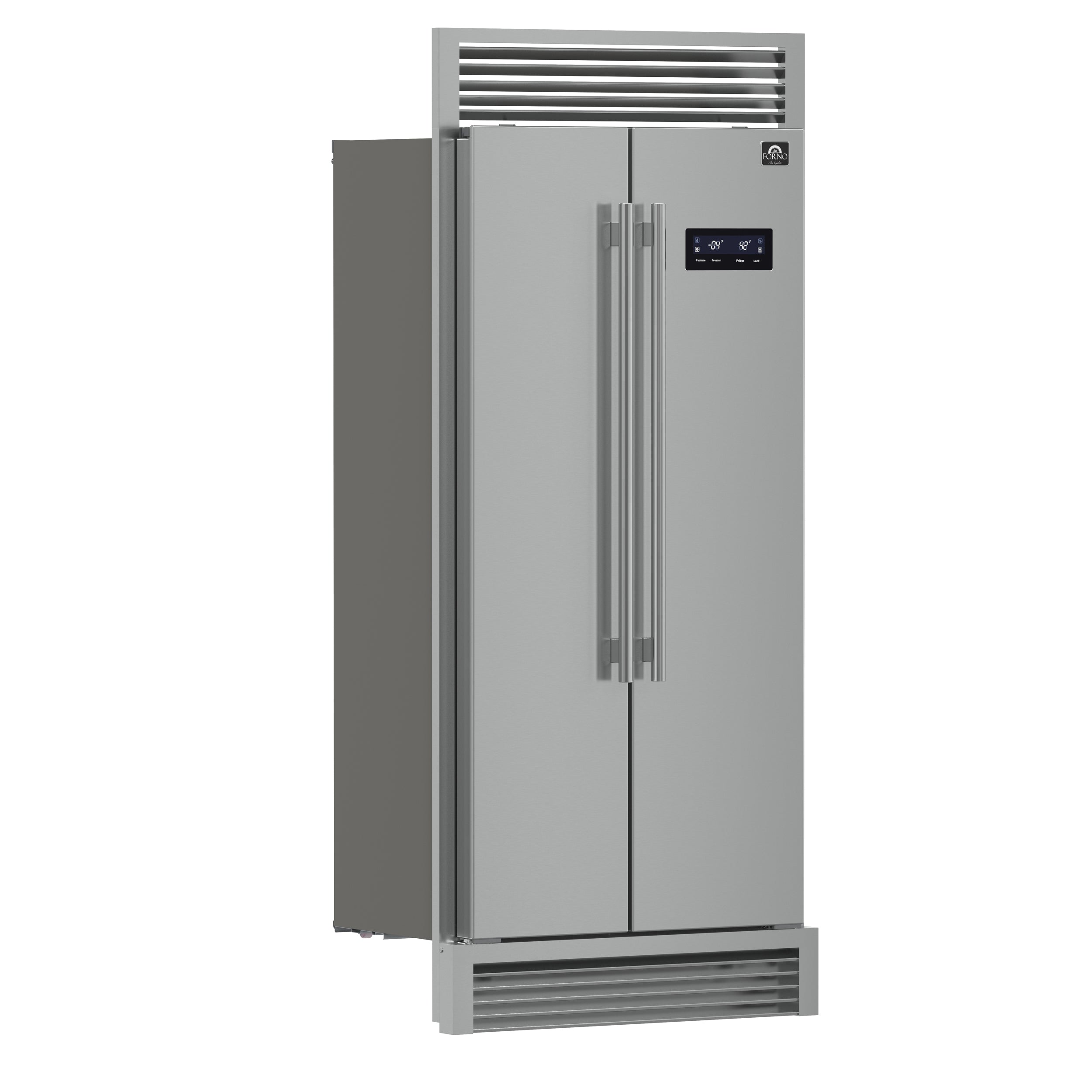 Forno Salerno 37 in. 15.6 cu. ft. Side-by-Side Stainless Steel Refrigerator with Grill Trim Kit | FFRBI1805-37SG