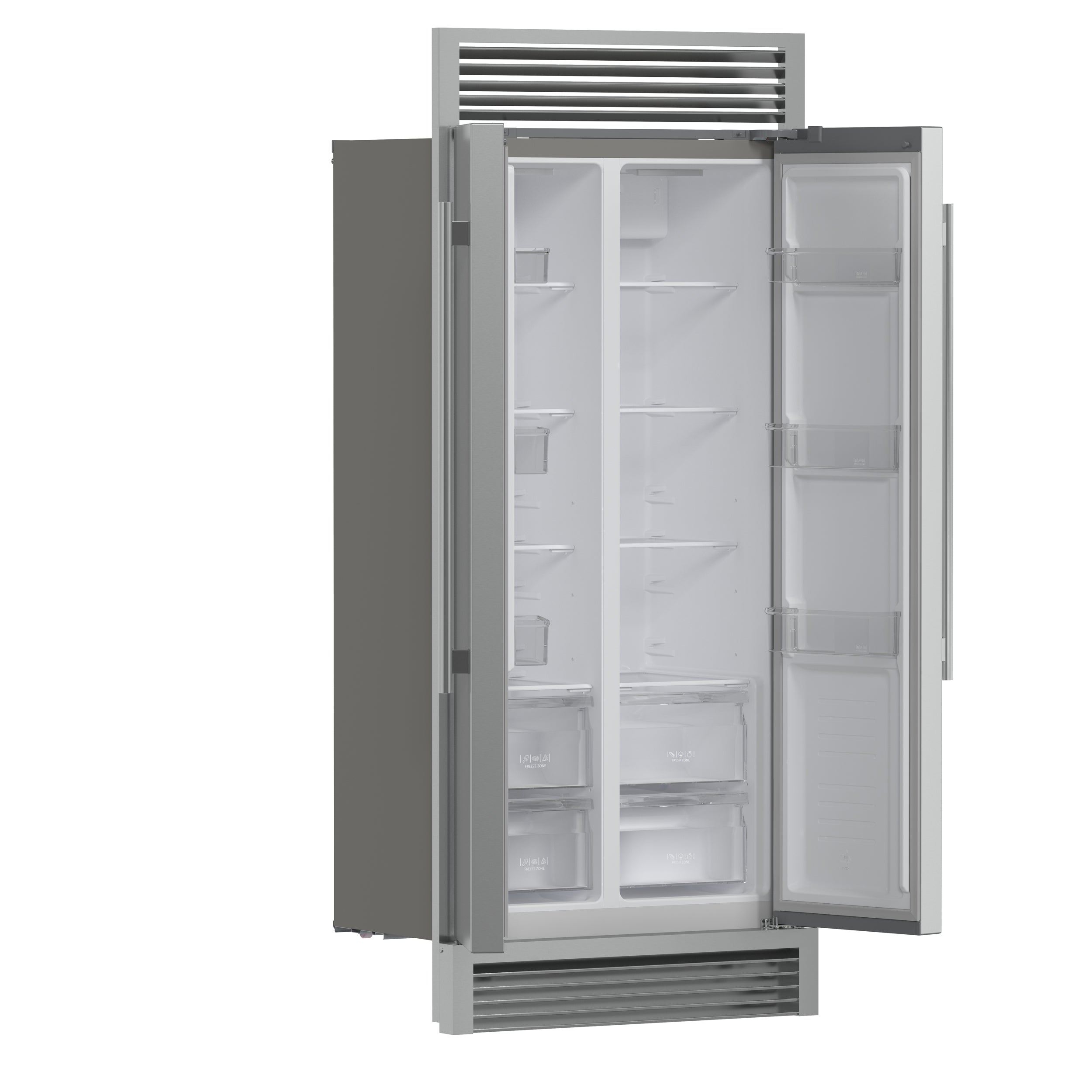 Forno Salerno 37 in. 15.6 cu. ft. Side-by-Side Stainless Steel Refrigerator with Grill Trim Kit | FFRBI1805-37SG