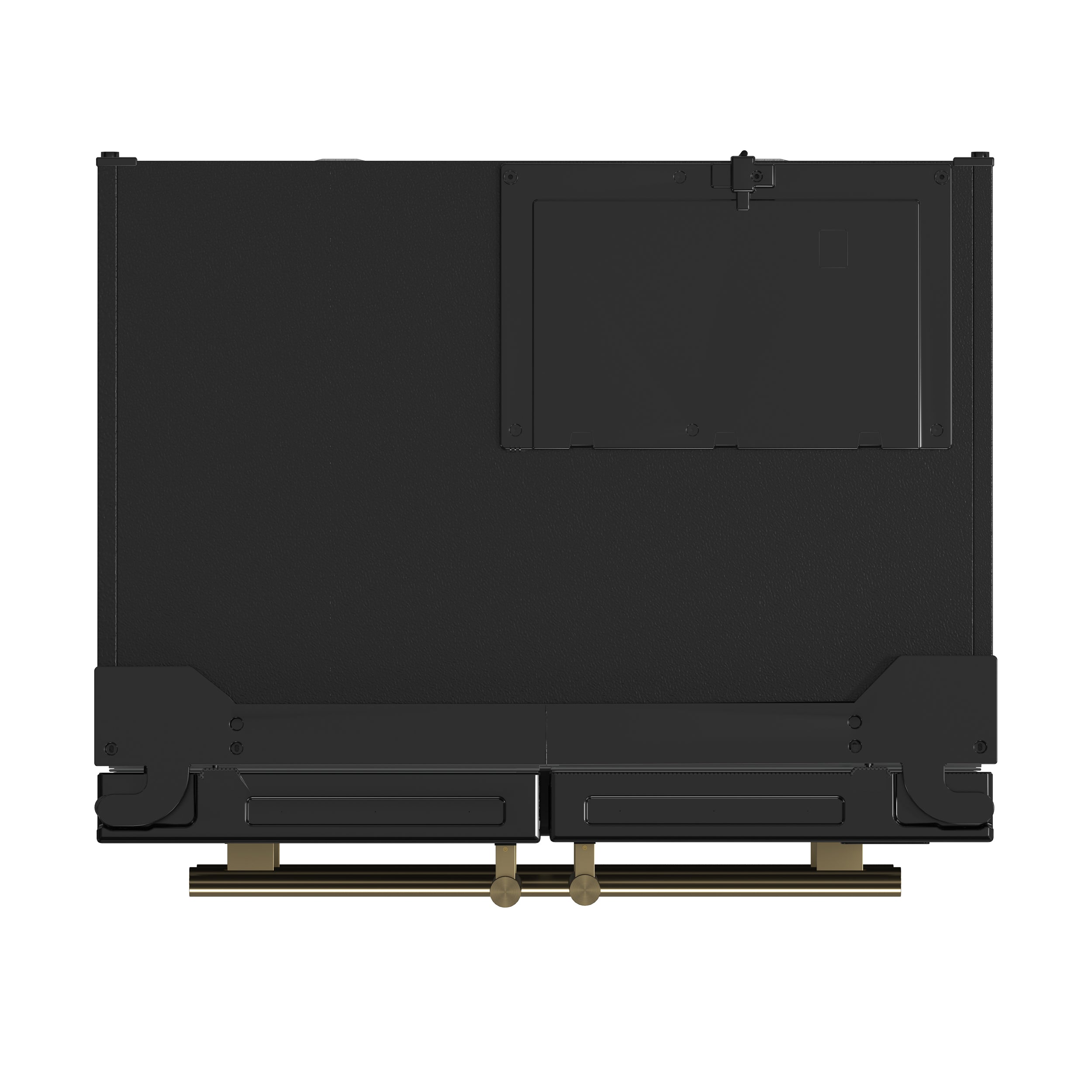 Forno Espresso Moena 36 in. 19.2 cu. ft. Counter Depth Black Refrigerator with Ice Maker and Antique Brass Handles | FFRBI1820-36BLK