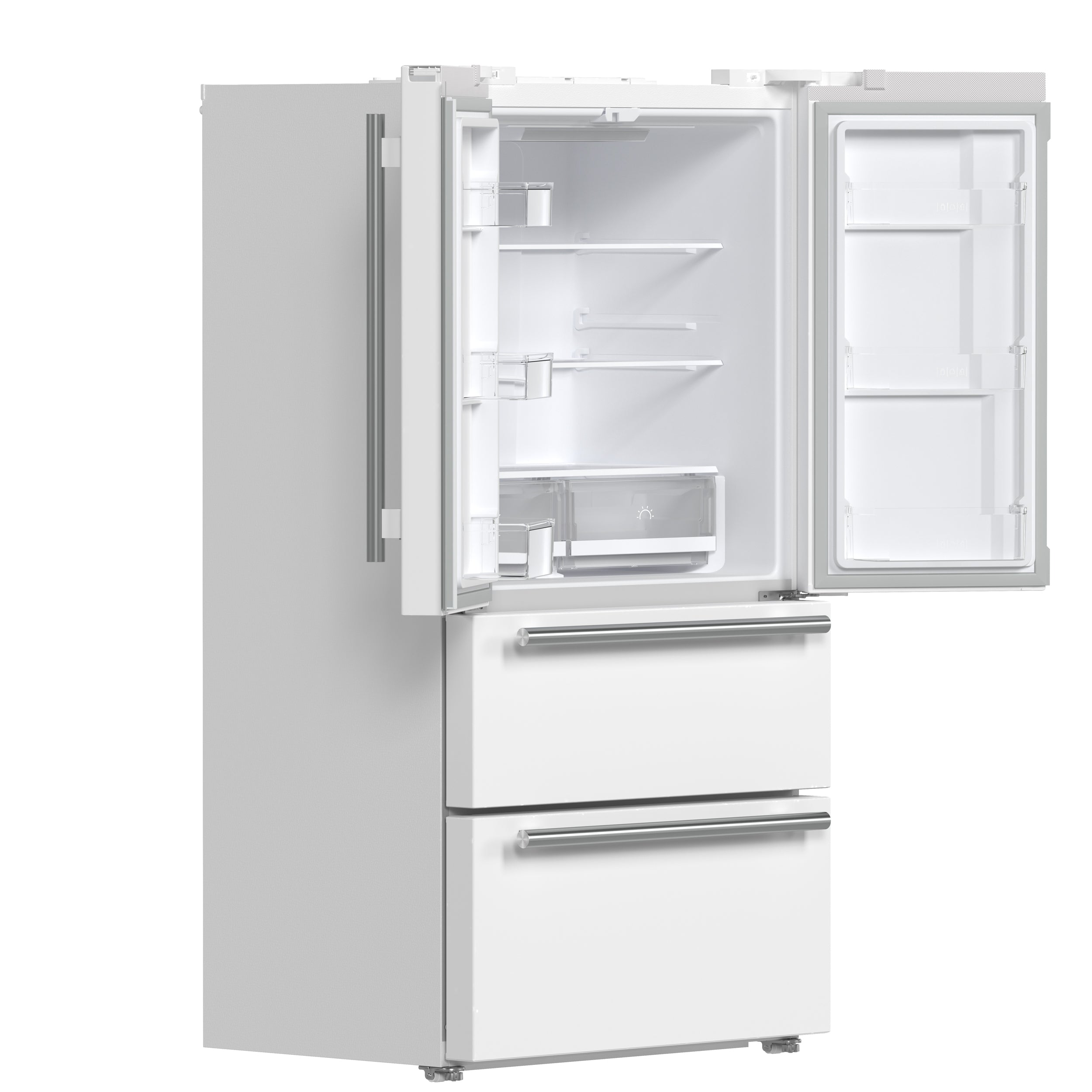 FORNO 2-Piece White Kitchen Bundle - 30" Electric Range and 36" Bottom Freezer Refrigerator