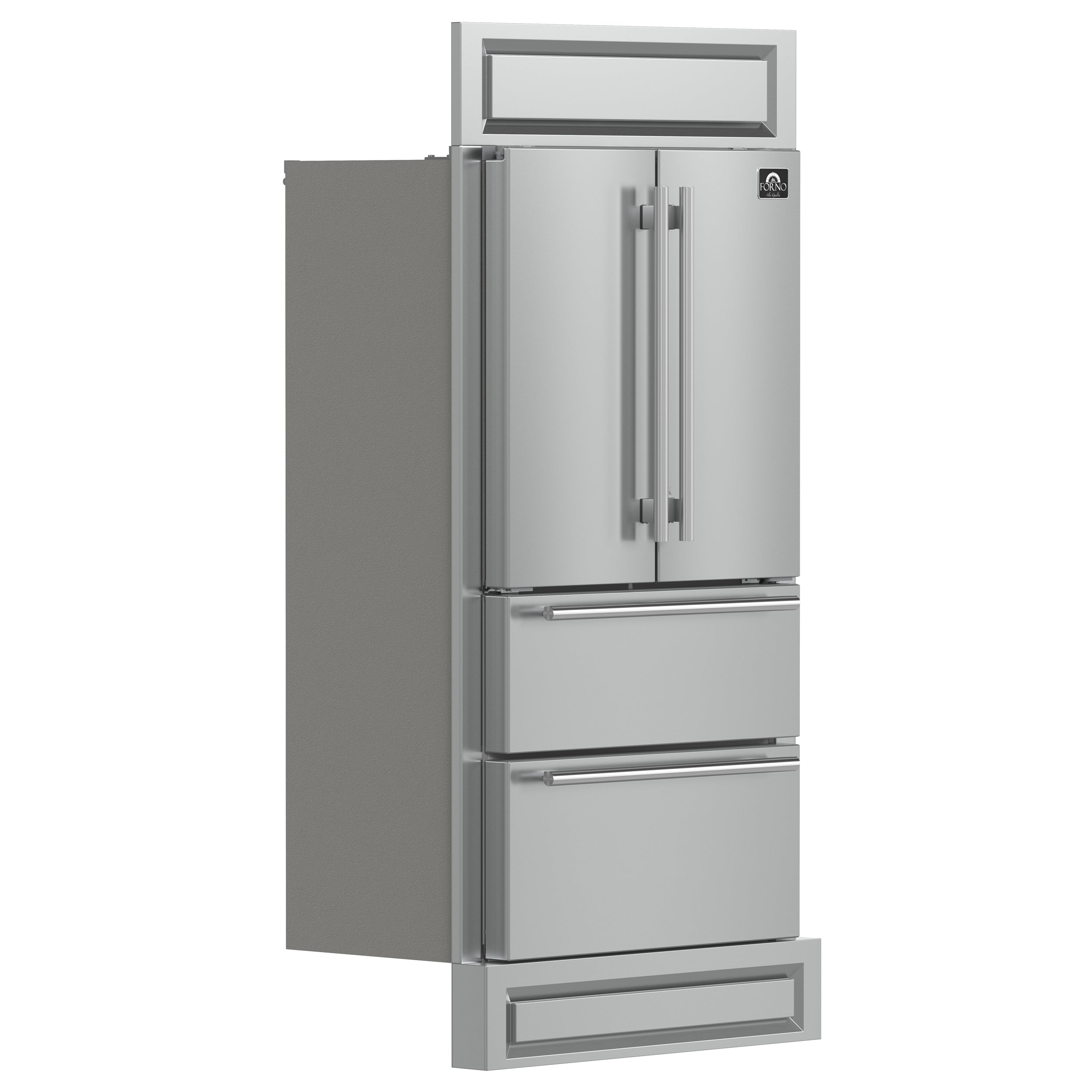 Forno Moena 40 in. 19.2 cu. ft. Built-In Stainless Steel Refrigerator with Ice Maker and Decorative Trim Kit | FFRBI1820-40MG