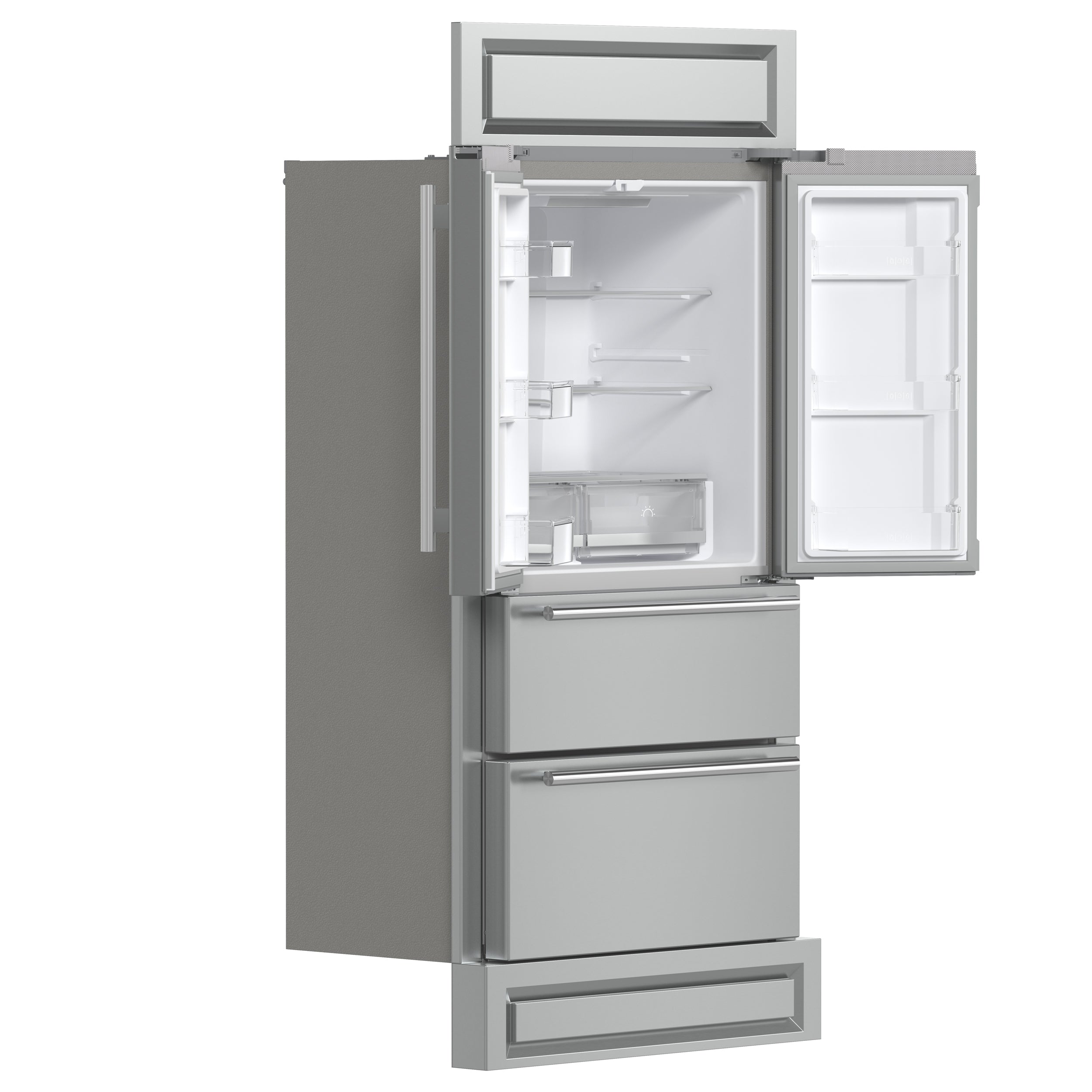 Forno Moena 40 in. 19.2 cu. ft. Built-In Stainless Steel Refrigerator with Ice Maker and Decorative Trim Kit | FFRBI1820-40MG