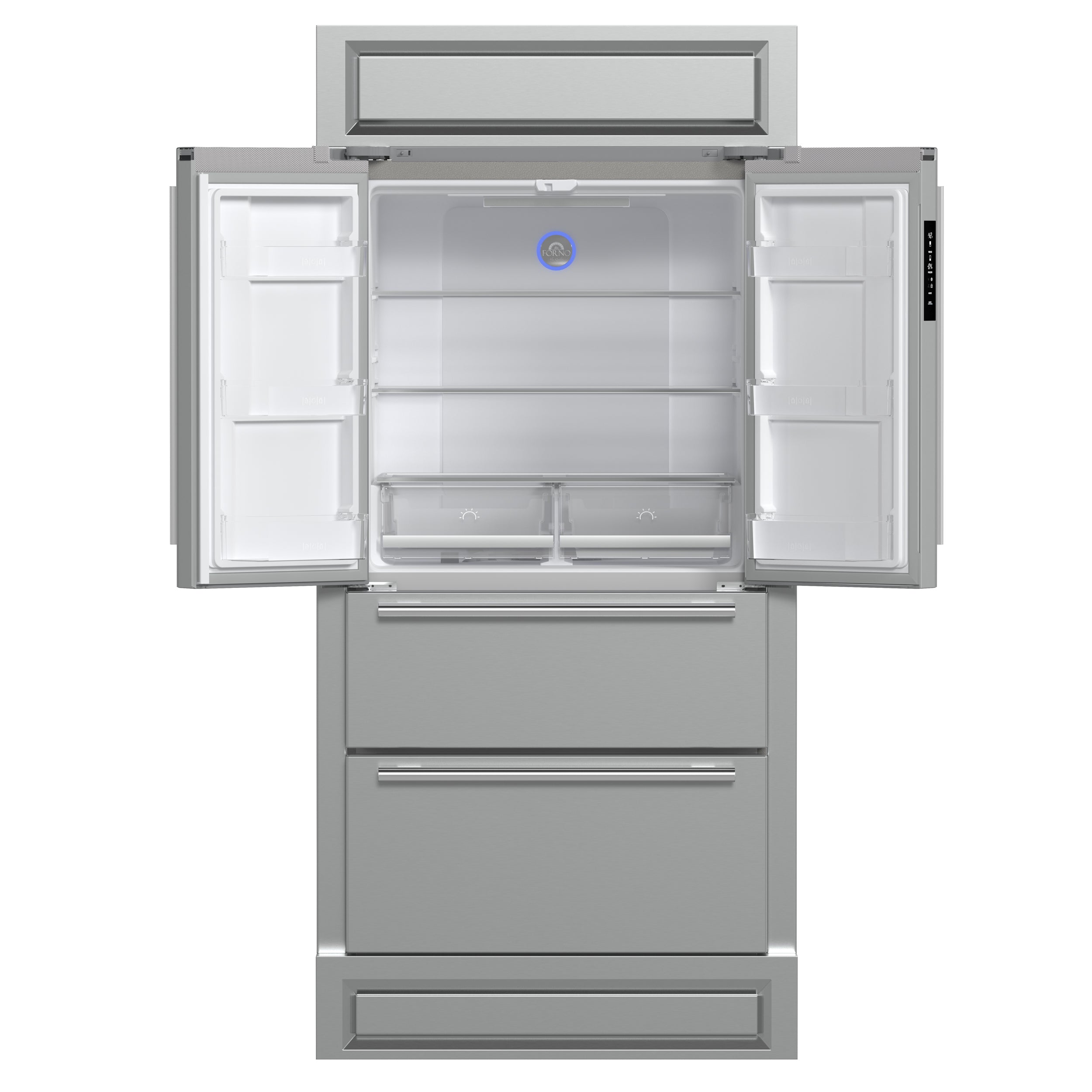 Forno Moena 40 in. 19.2 cu. ft. Built-In Stainless Steel Refrigerator with Ice Maker and Decorative Trim Kit | FFRBI1820-40MG