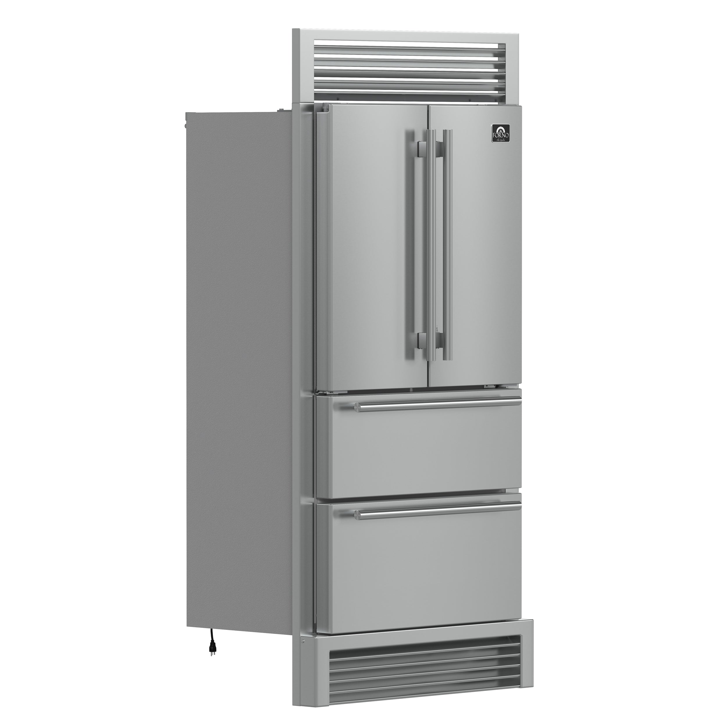 Forno Moena 40 in. 19.2 cu. ft. Built-In Stainless Steel Refrigerator with Ice Maker and Grill Trim Kit | FFRBI1820-40SG