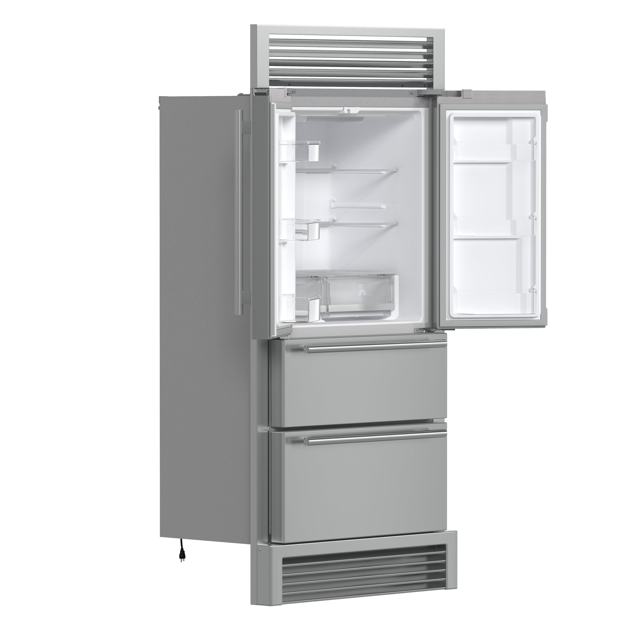 Forno Moena 40 in. 19.2 cu. ft. Built-In Stainless Steel Refrigerator with Ice Maker and Grill Trim Kit | FFRBI1820-40SG