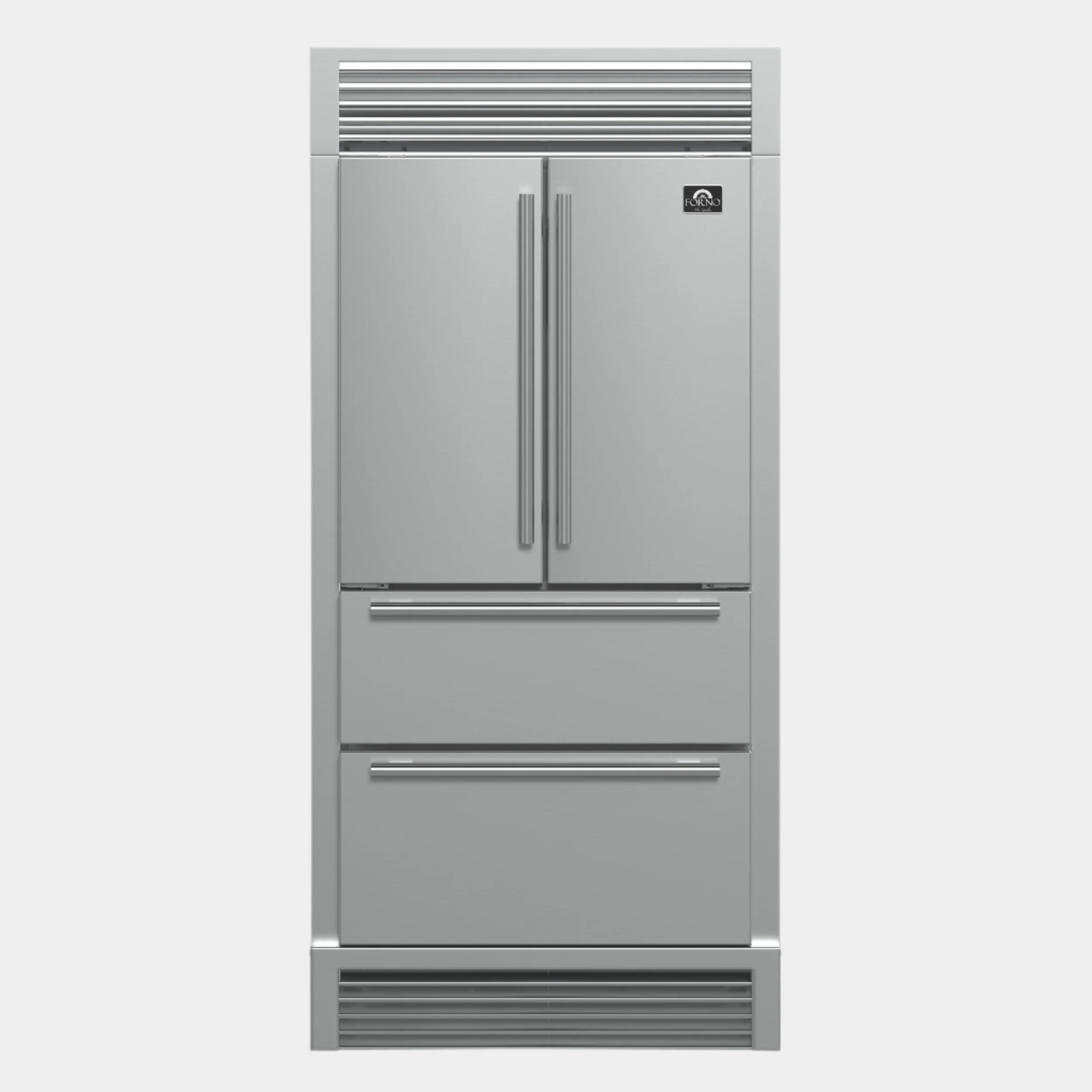 Forno Moena 40 in. 19.2 cu. ft. Built-In Stainless Steel Refrigerator with Ice Maker and Grill Trim Kit | FFRBI1820-40SG