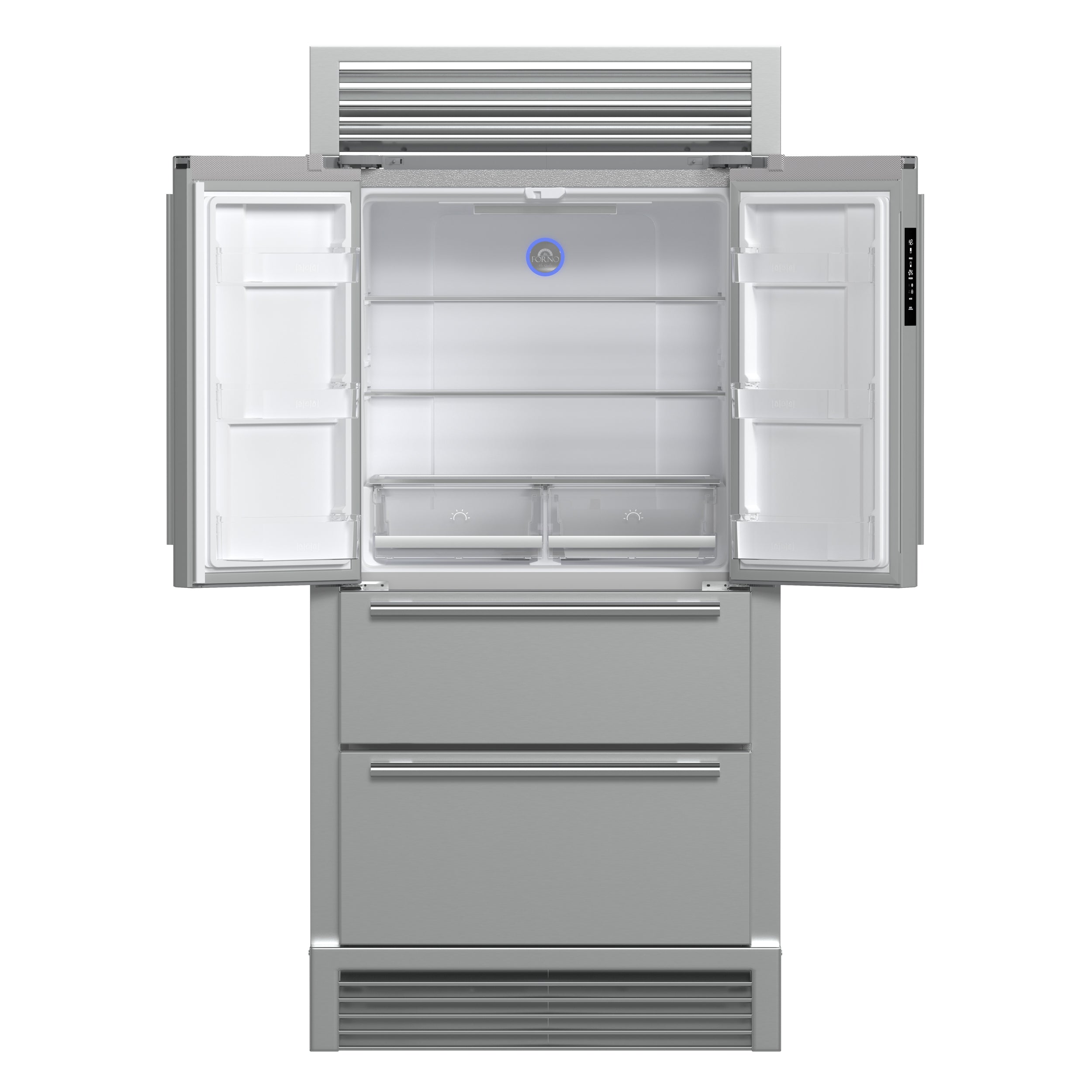 Forno Moena 40-Inch French Door Refrigerator, Stainless Steel, 19.2 cu.ft, Decorative Grill, ENERGY STAR Certified