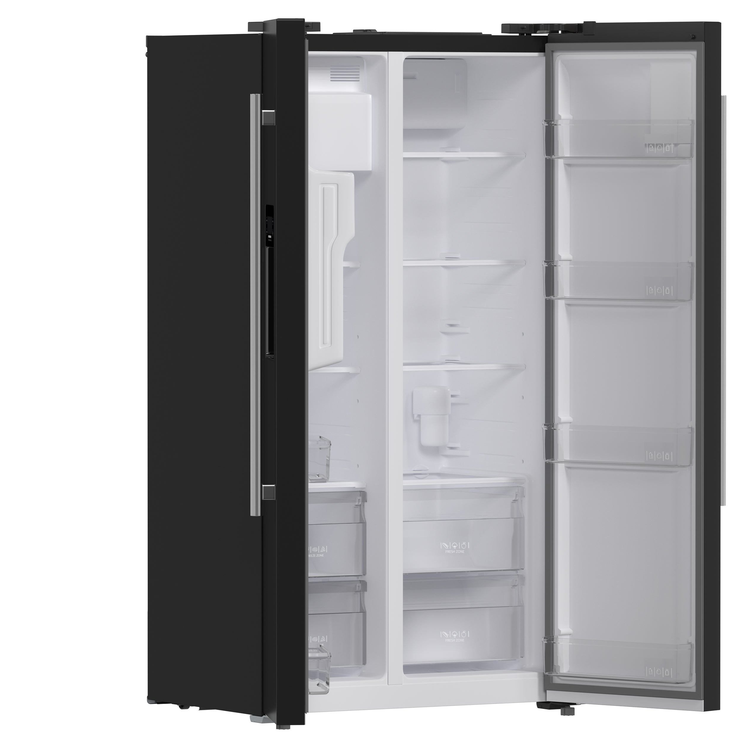 Forno Salerno 36 in. 20 cu. ft. Side-by-Side Black Refrigerator with Water, Ice Dispenser and Antique Brass Accents | FFRBI1844-36BLK