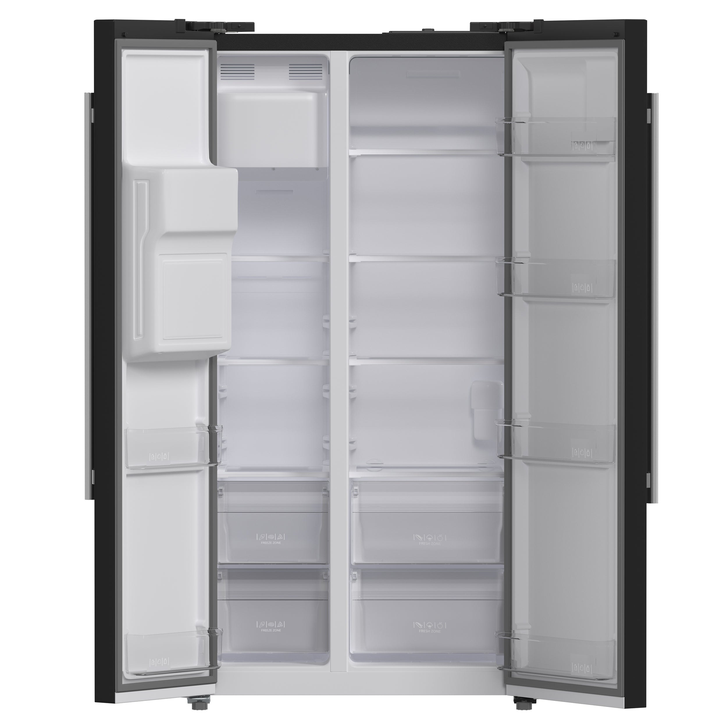 Forno Salerno 36 in. 20 cu. ft. Side-by-Side Black Refrigerator with Water, Ice Dispenser and Antique Brass Accents | FFRBI1844-36BLK