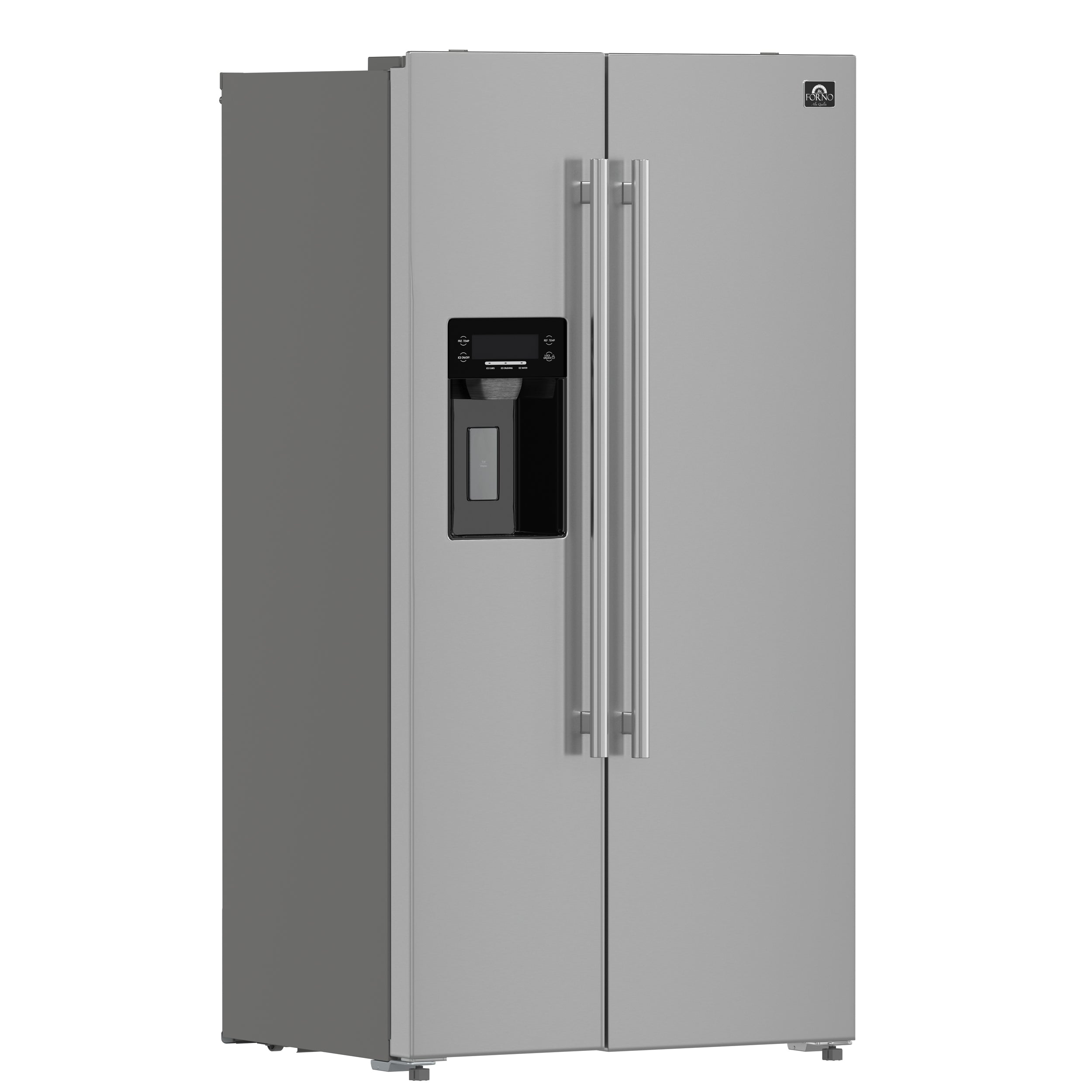 Forno Salerno 36 in. 20 cu. ft. Side-by-Side Stainless Steel Refrigerator with Water and Ice Dispenser | FFRBI1844-36SB
