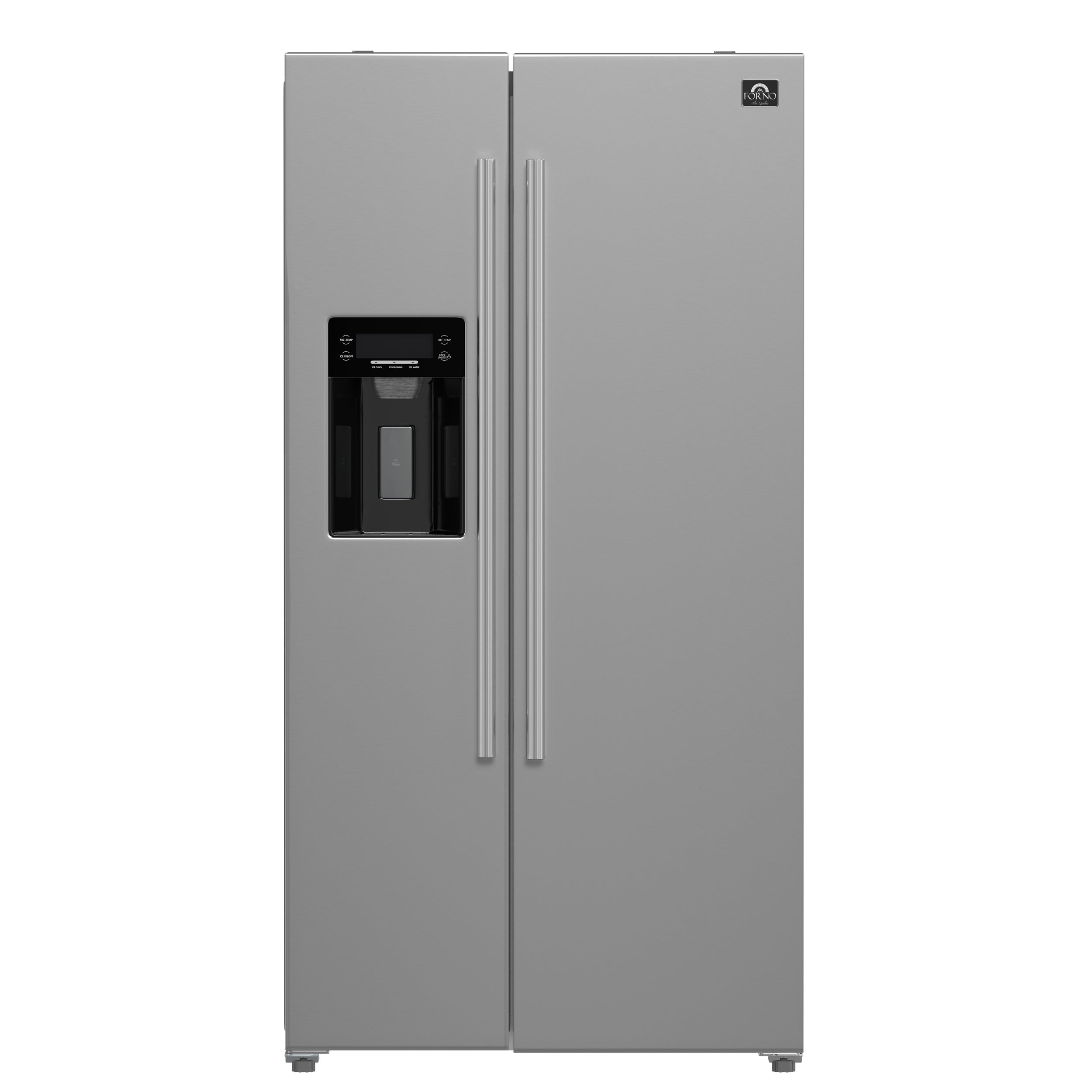 Forno Salerno 36 in. 20 cu. ft. Side-by-Side Stainless Steel Refrigerator with Water and Ice Dispenser | FFRBI1844-36SB