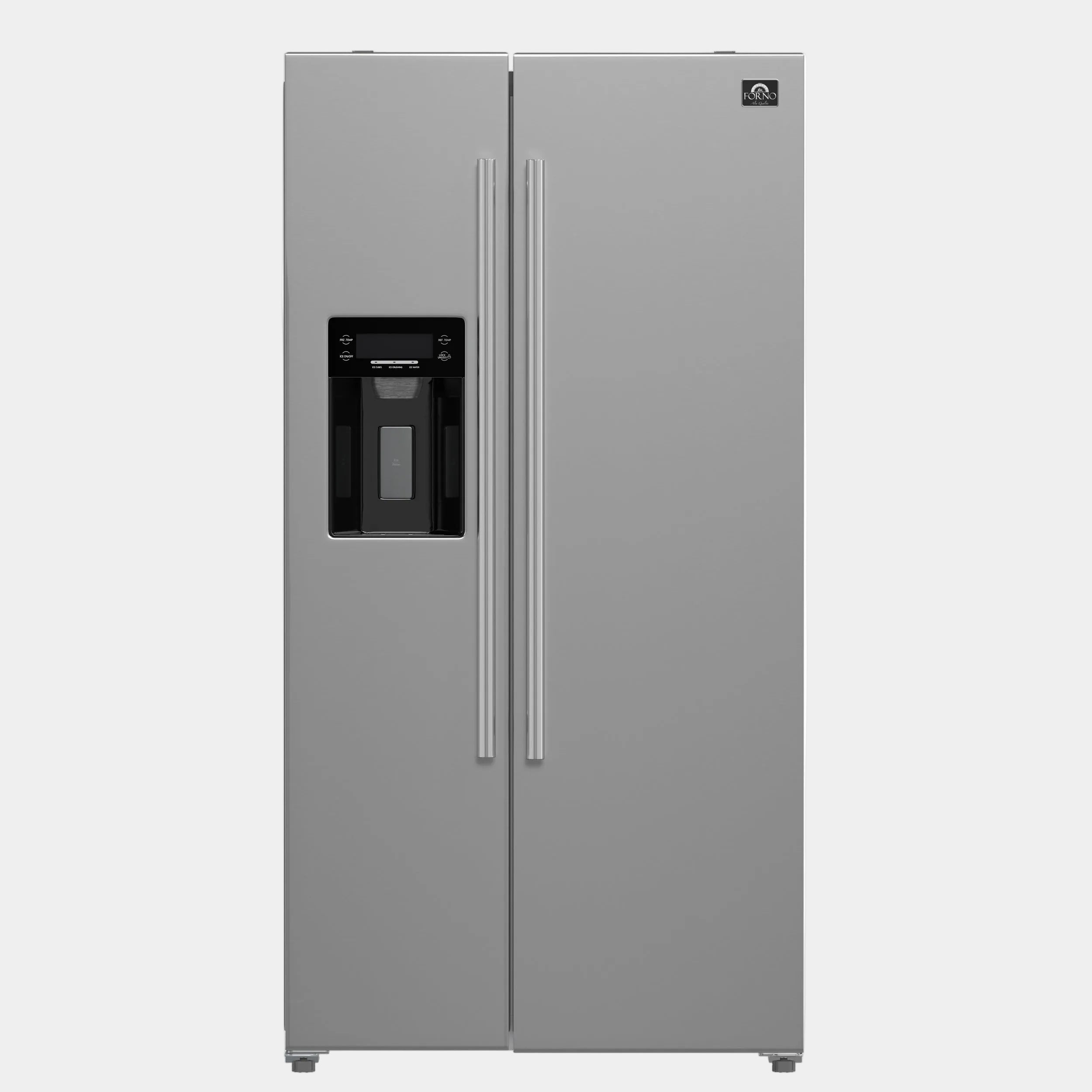 Forno Salerno 36 in. 20 cu. ft. Side-by-Side Stainless Steel Refrigerator with Water and Ice Dispenser | FFRBI1844-36SB