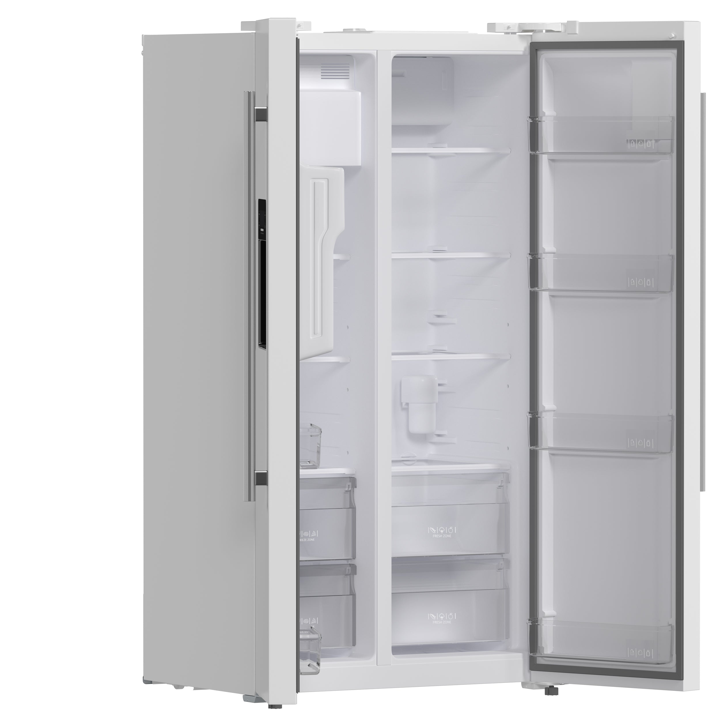 Forno Salerno 36 in. 20 cu. ft. Side-by-Side White Refrigerator with Water, Ice Dispenser and Antique Brass Accents | FFRBI1844-36WHT