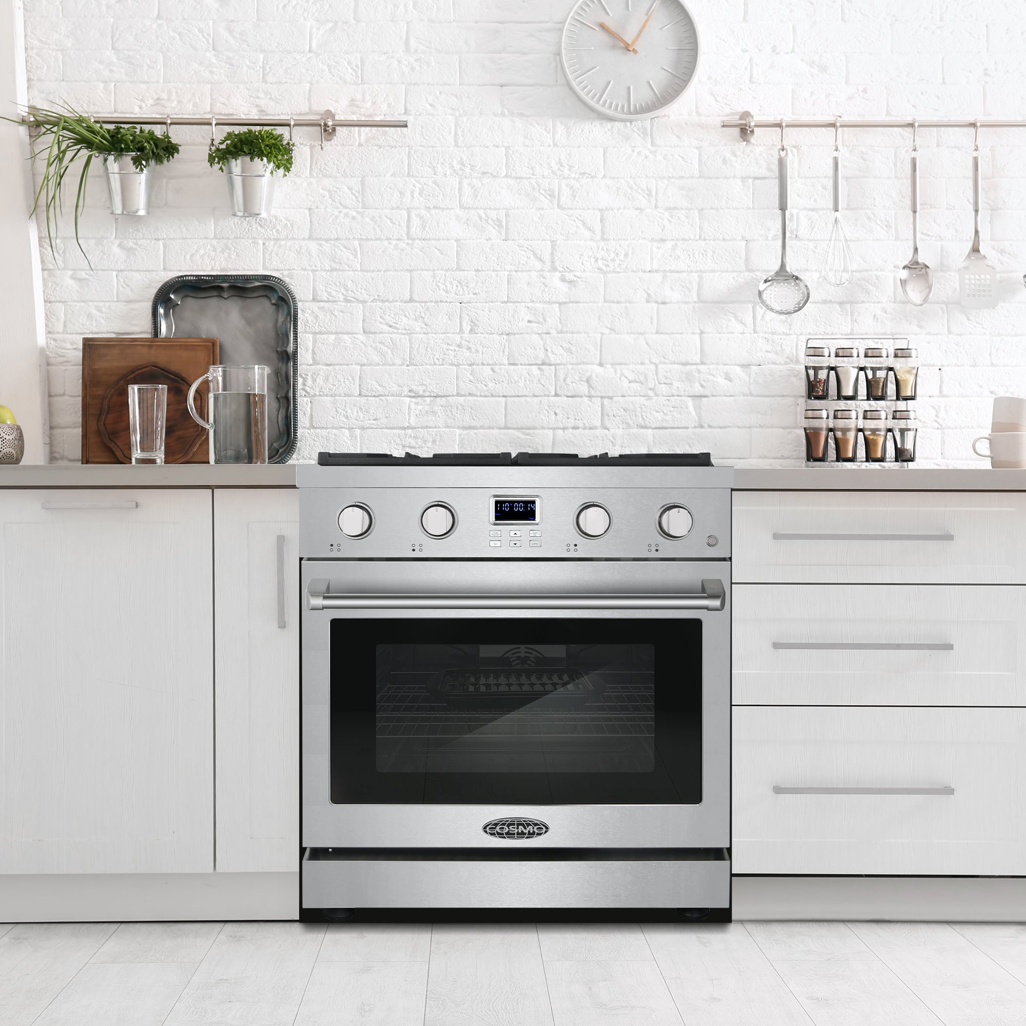 Cosmo Lumin 30 in. 4.8 cu. ft. 4-Burner Stainless Steel Gas Range | COS-GRC304KB
