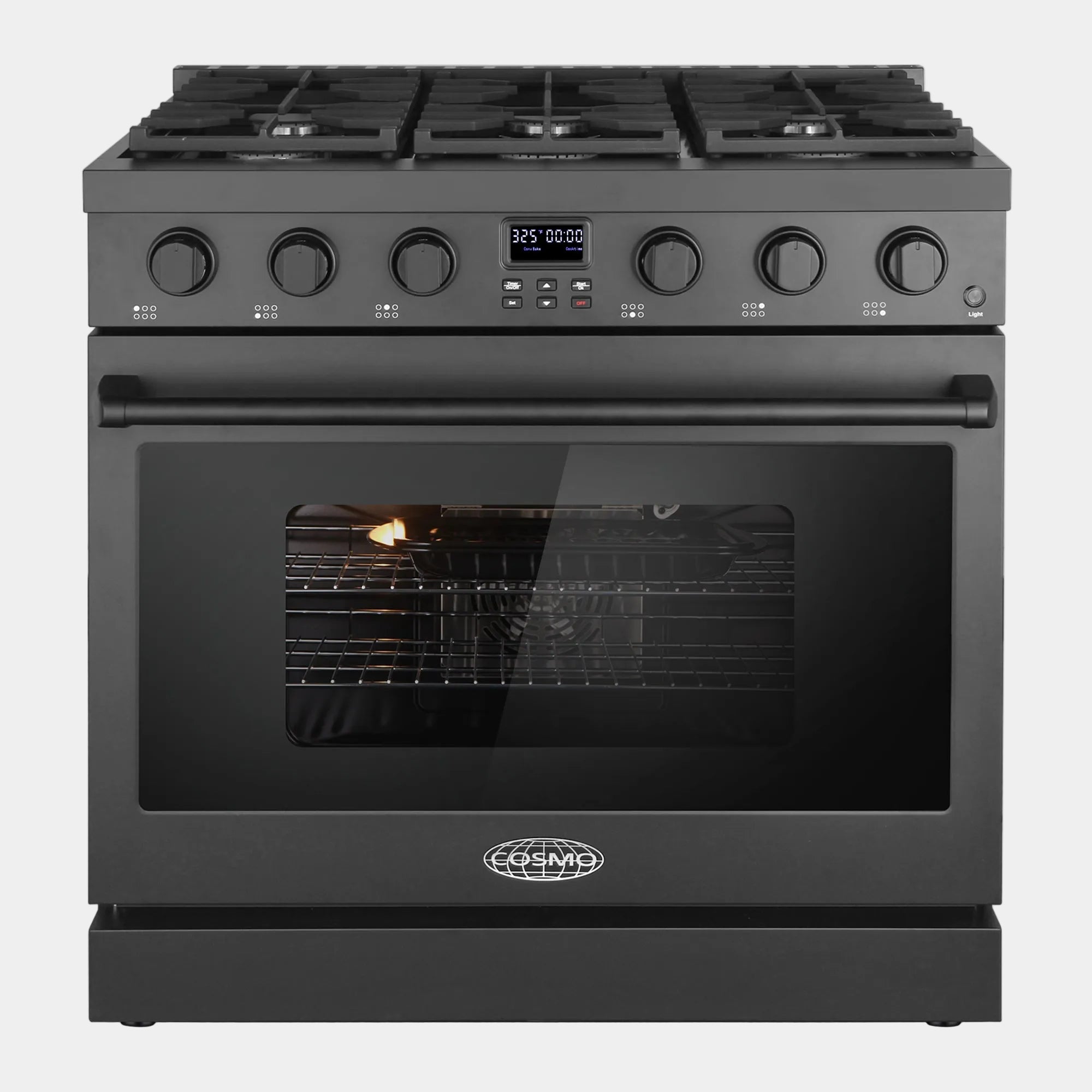 Cosmo Lumin 36 in. 6.0 cu. ft. 6-Burner Black Gas Range | COS-GRC366KB-BK