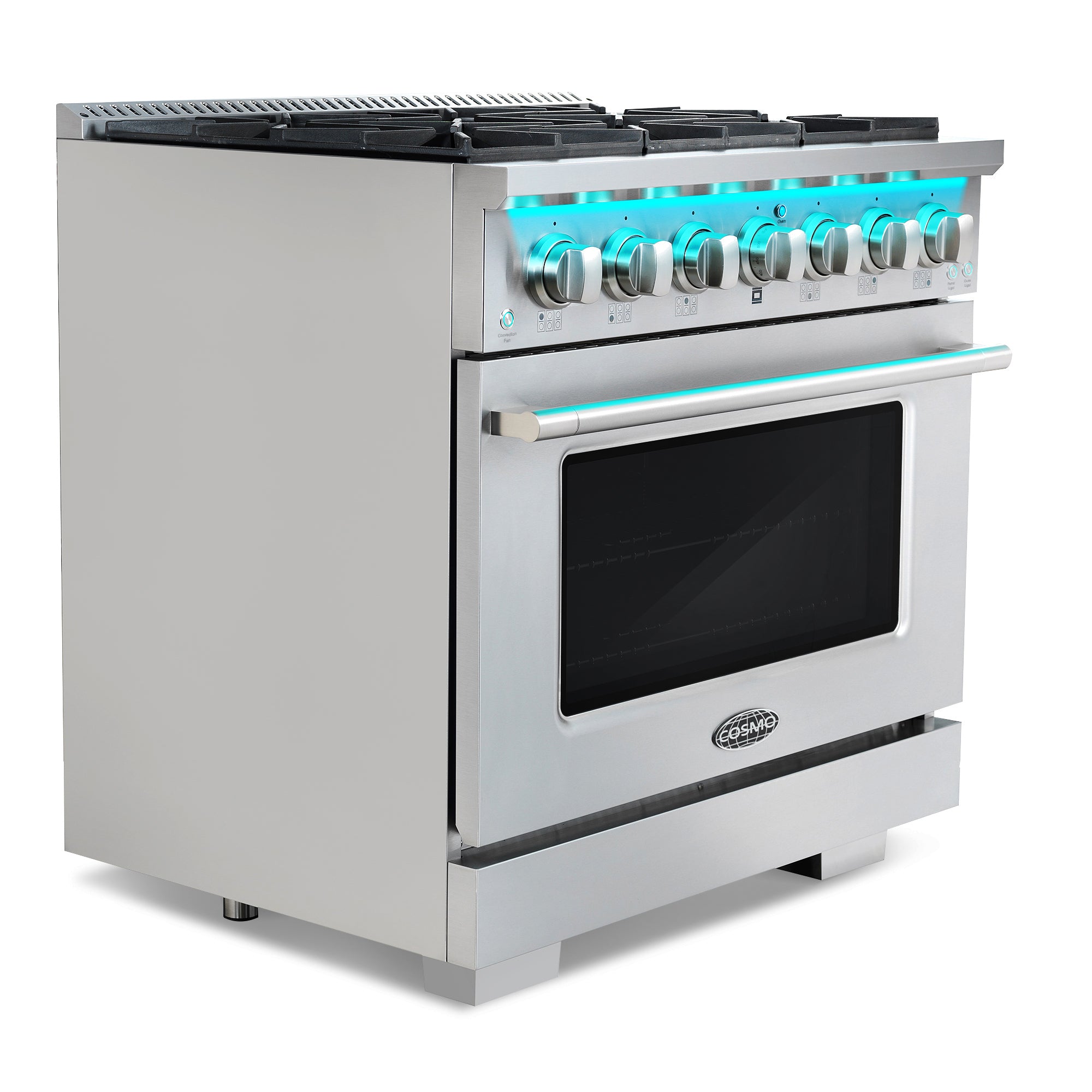 Cosmo Vista 36 in. 4.5 cu. ft. 6-Burner Stainless Steel Gas Range with LED Panel | COS-GRP366