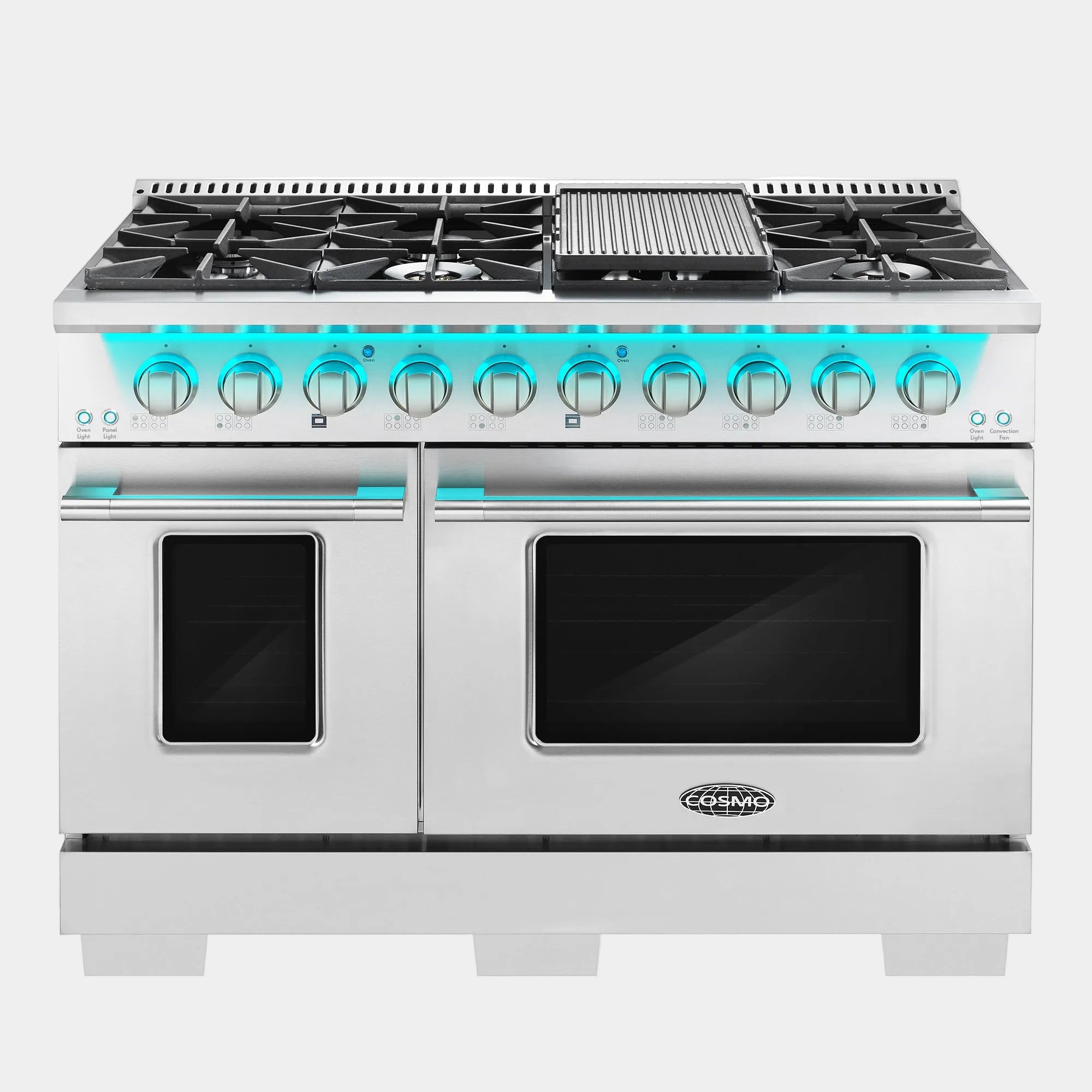 Cosmo Vista 48 in. 5.5 cu. ft. 8-Burner Stainless Steel Gas Range with LED Panel | COS-GRP486G