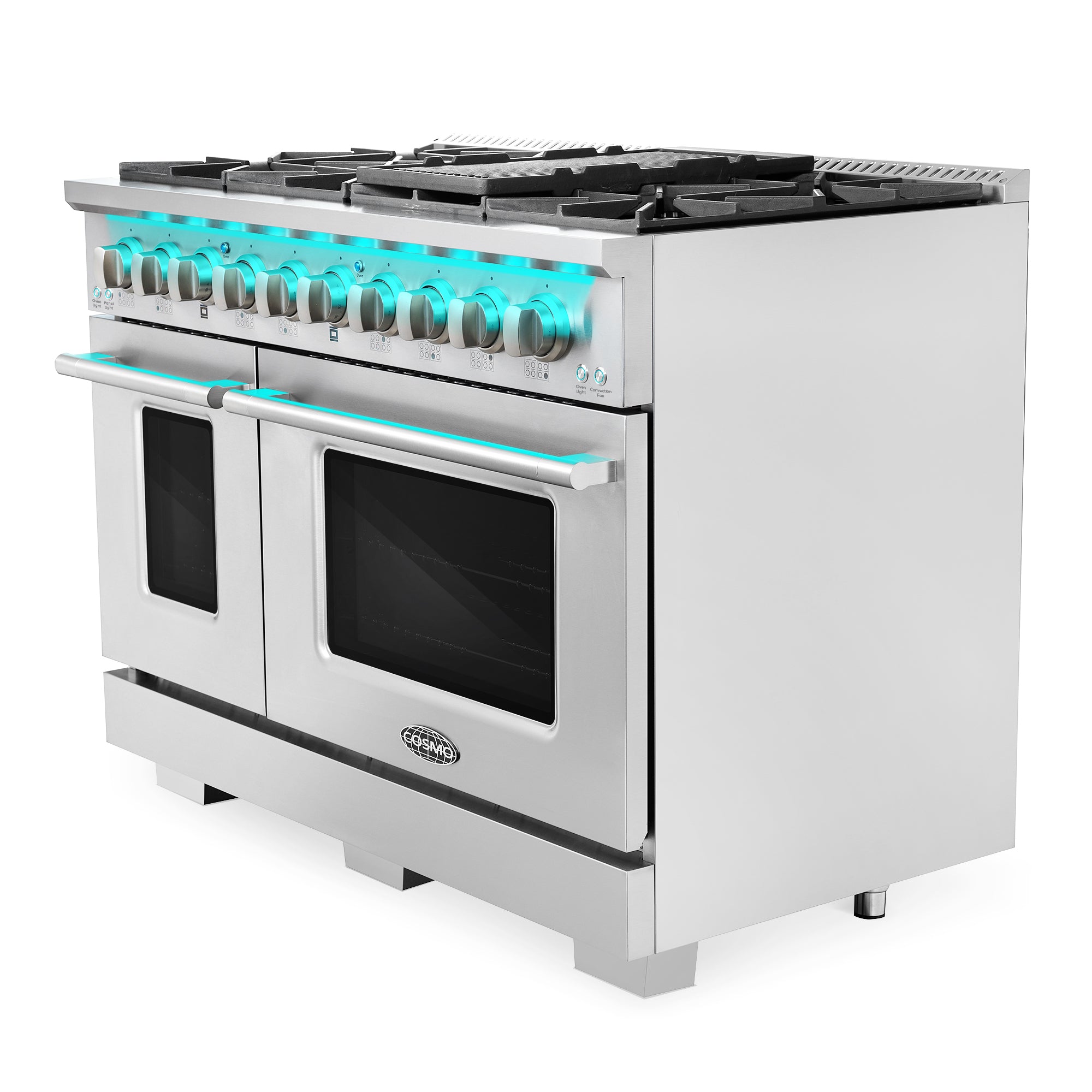 Cosmo Vista 48 in. 5.5 cu. ft. 8-Burner Stainless Steel Gas Range with LED Panel | COS-GRP486G