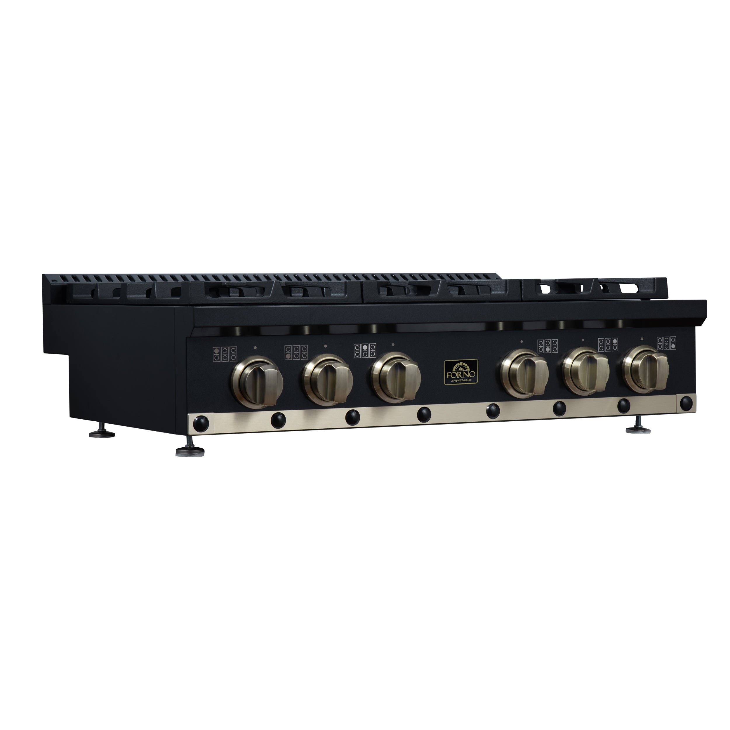 Forno Valente 36 in. Black Gas Rangetop with 6 Sealed Burners and Cast Iron Grates | FCTGS5799-36CPBLK