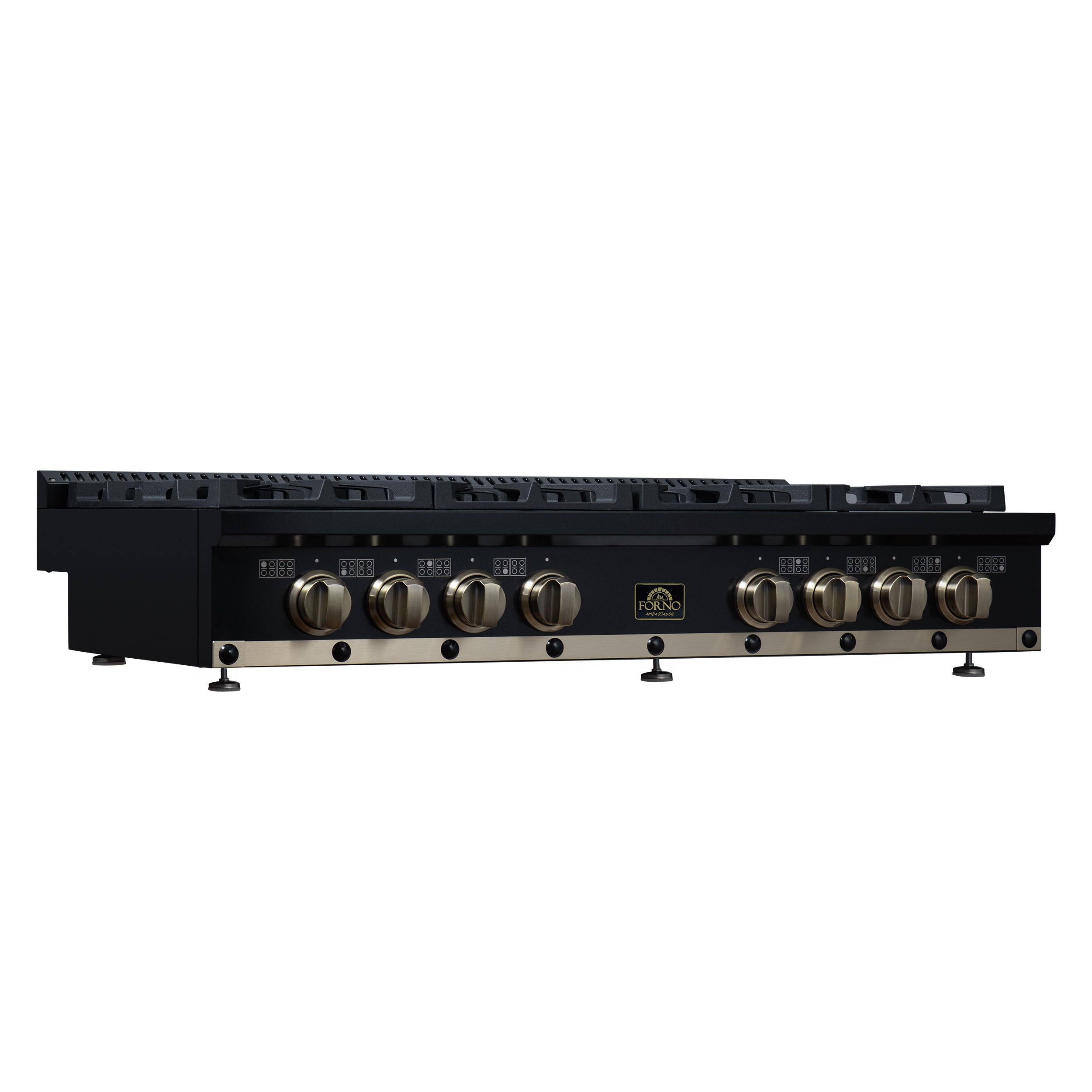 Forno Valente 48 in. Black Gas Rangetop with 8 Sealed Burners and Cast Iron Grates | FCTGS5799-48CPBLK