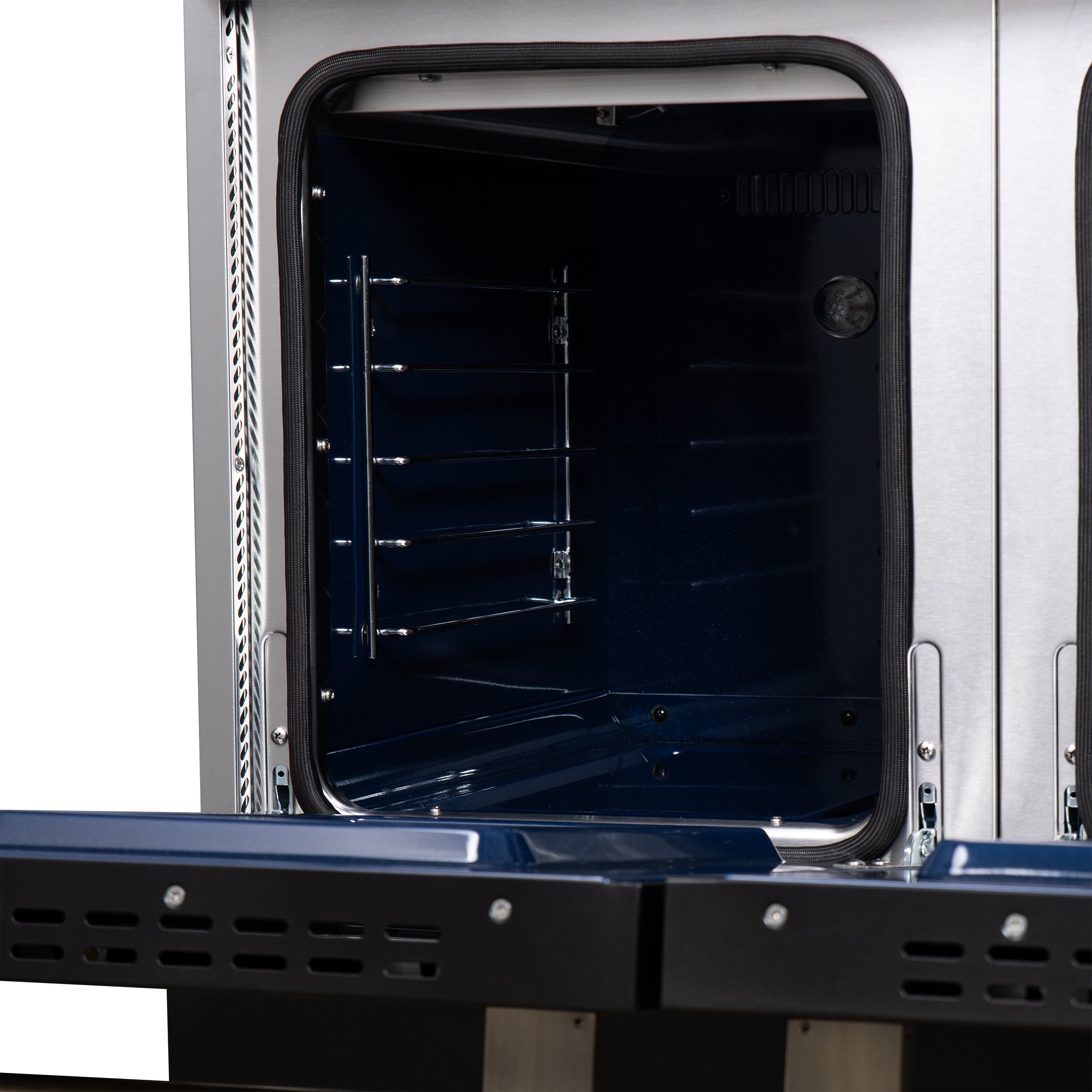 Forno Massimo 48 in. 6.58 cu. ft. 8-Burner Black Gas Range with Antique Brass Accents | FFSGS6239-48BLK