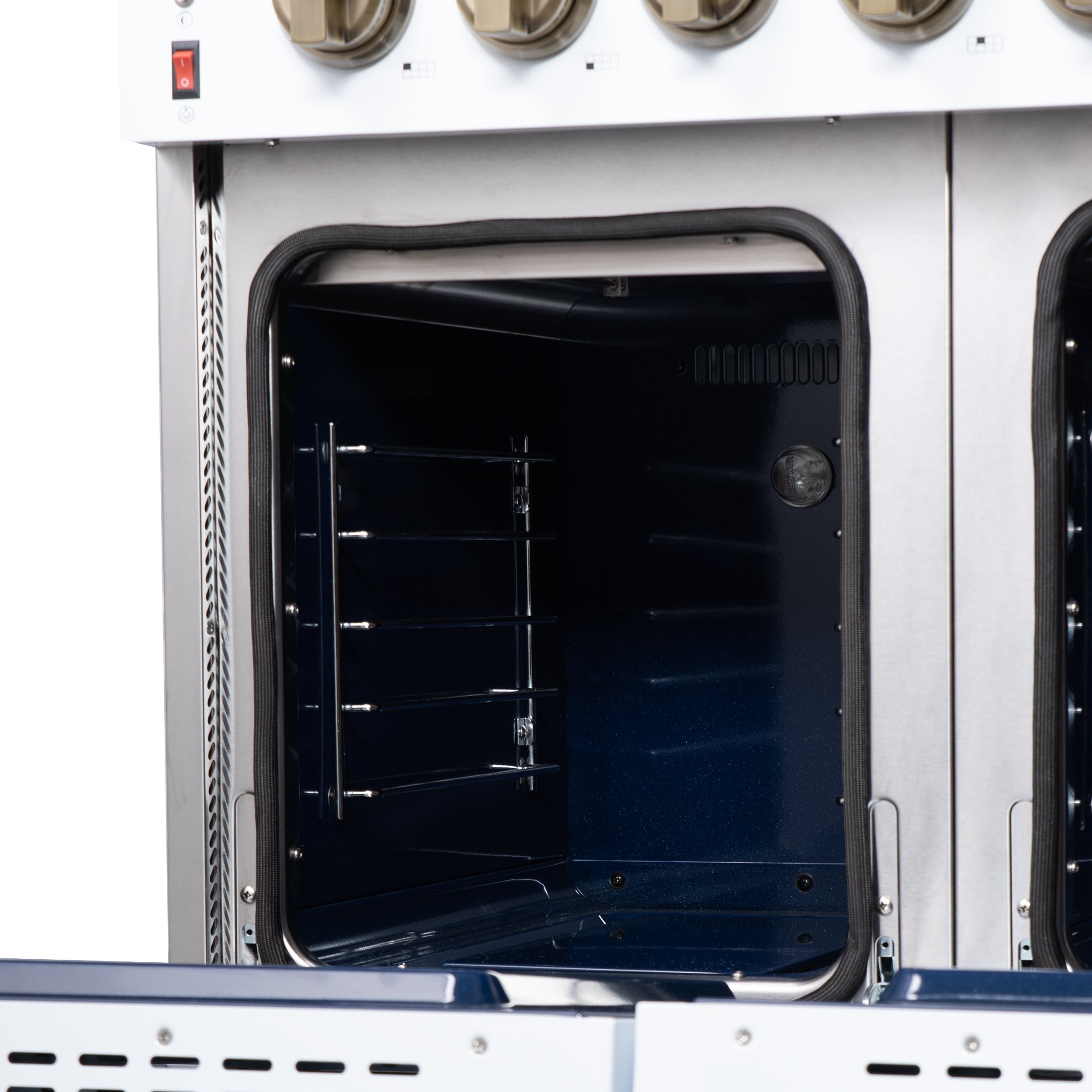 Forno Massimo 48 in. 6.58 cu. ft. 8-Burner White Gas Range with Antique Brass Accents | FFSGS6239-48WHT