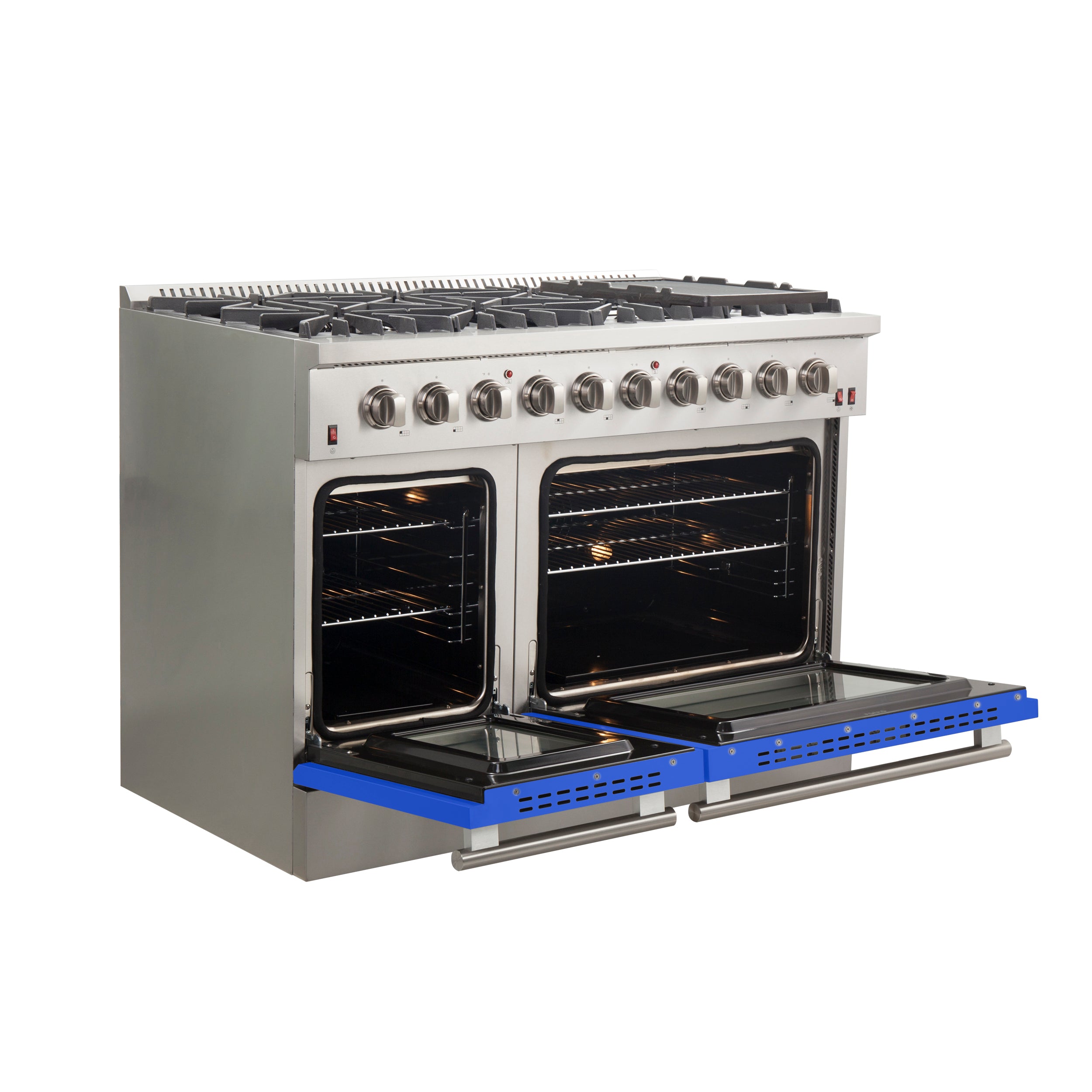 Forno Galiano 48 in. 6.58 cu. ft. 8-Burner Blue Gas Range | FFSGS6244-48BLU