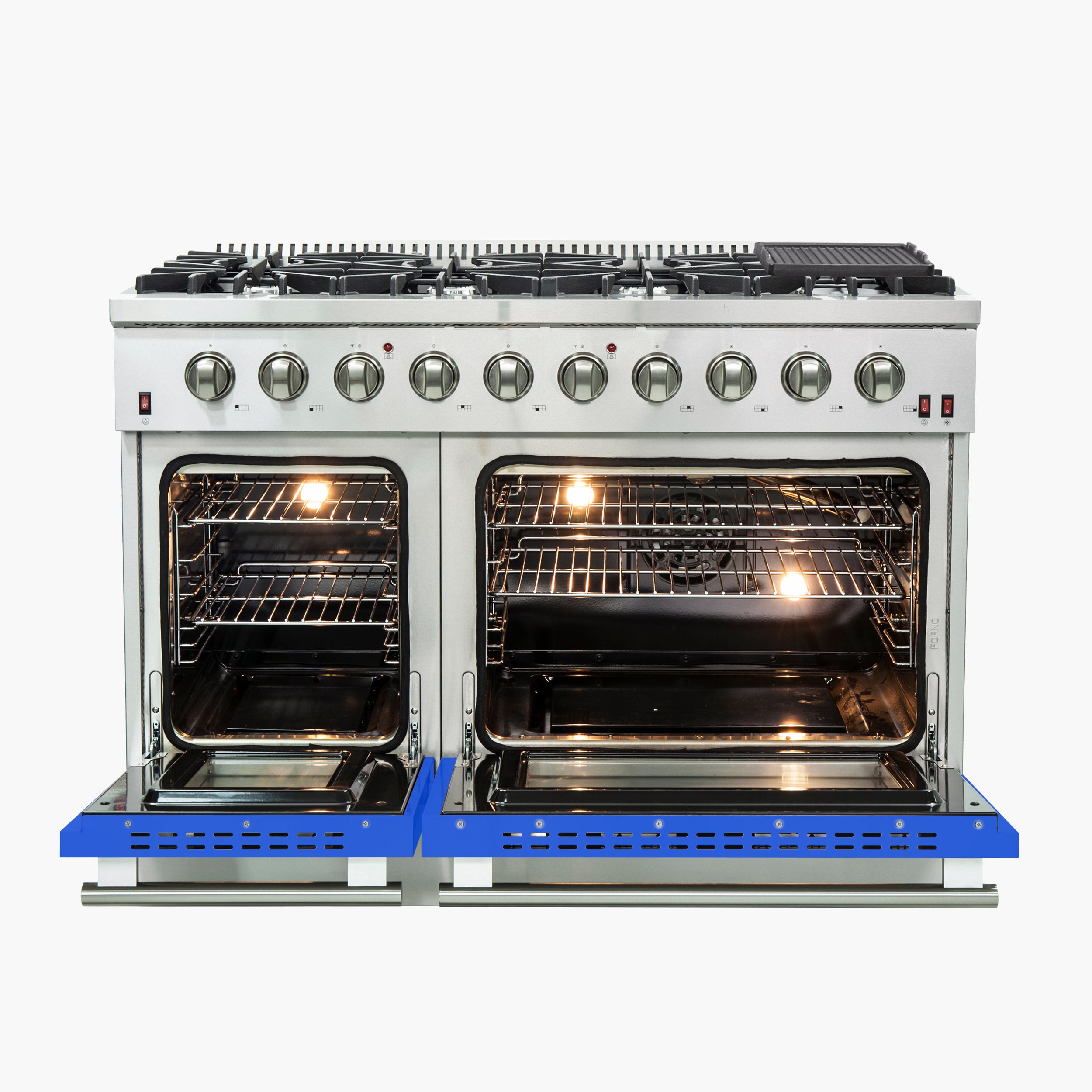 Forno Galiano 48 in. 6.58 cu. ft. 8-Burner Blue Gas Range | FFSGS6244-48BLU
