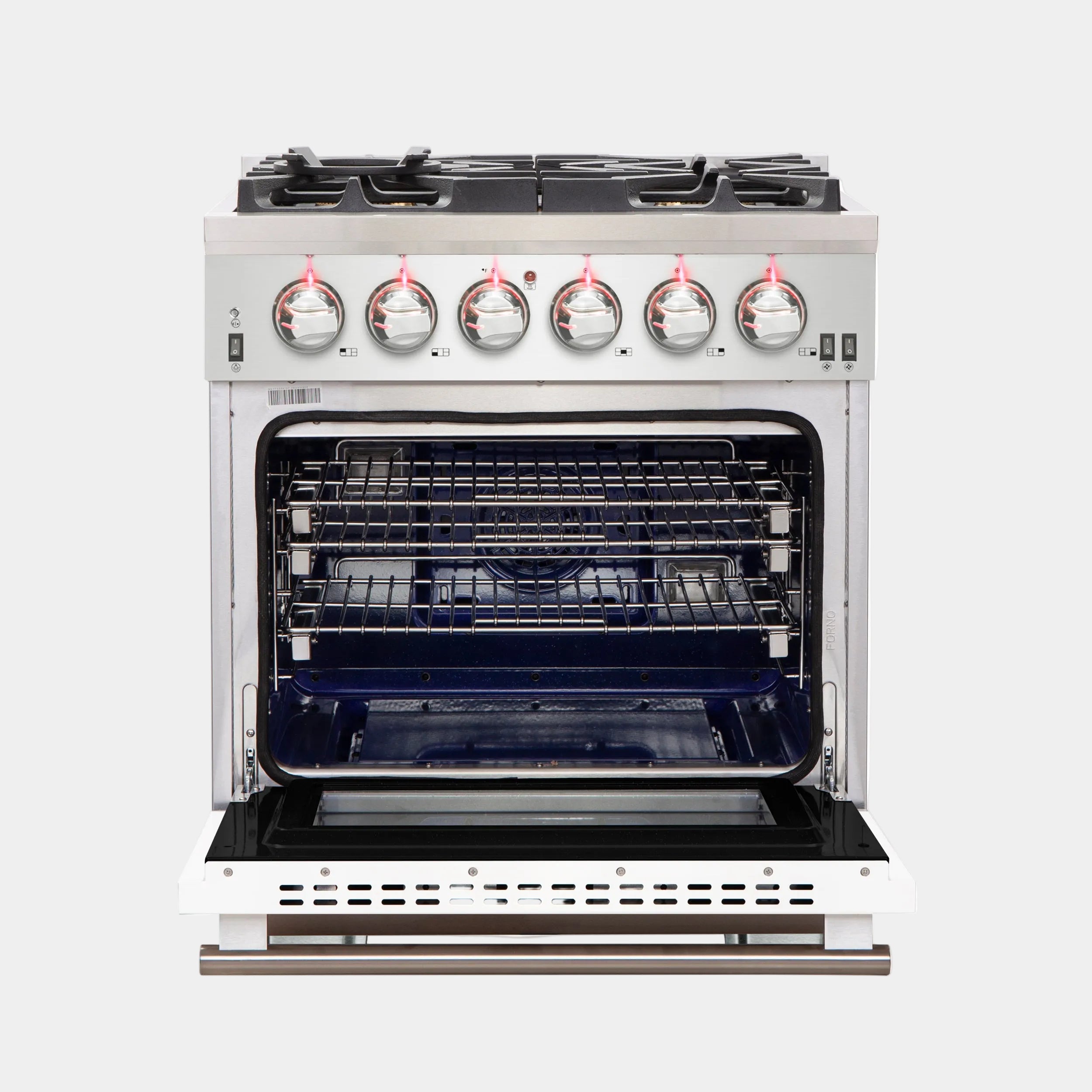 Forno Capriasca 30 in. 4.32 cu. ft. 5-burner White Gas Range with Brass Burners 4.32 cu. ft. | FFSGS6260-30WHT
