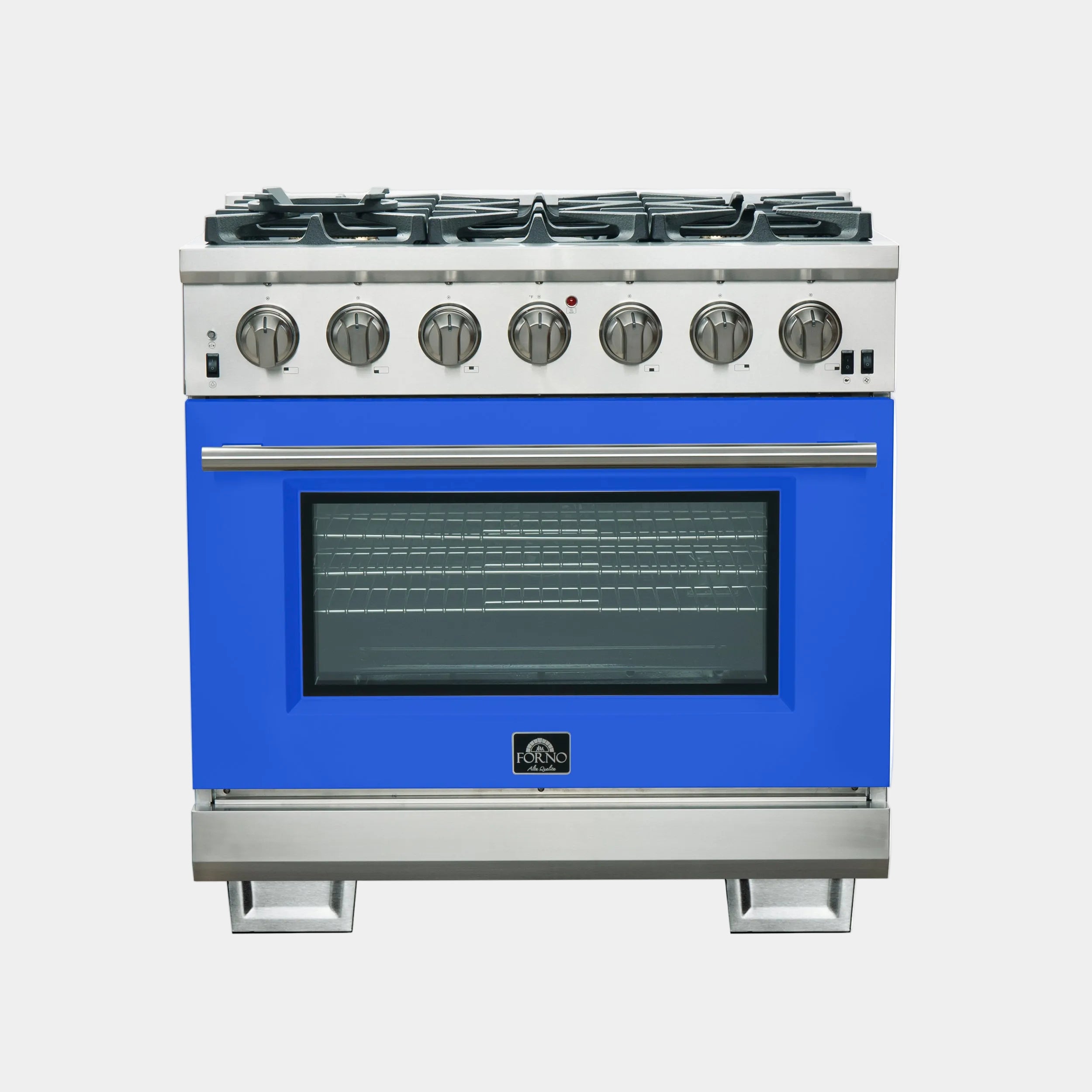 Forno Capriasca 36 In. 5.36 cu. ft. 6-burner Blue Gas Range with Brass Burners 5.36 cu. ft. | FFSGS6260-36BLU