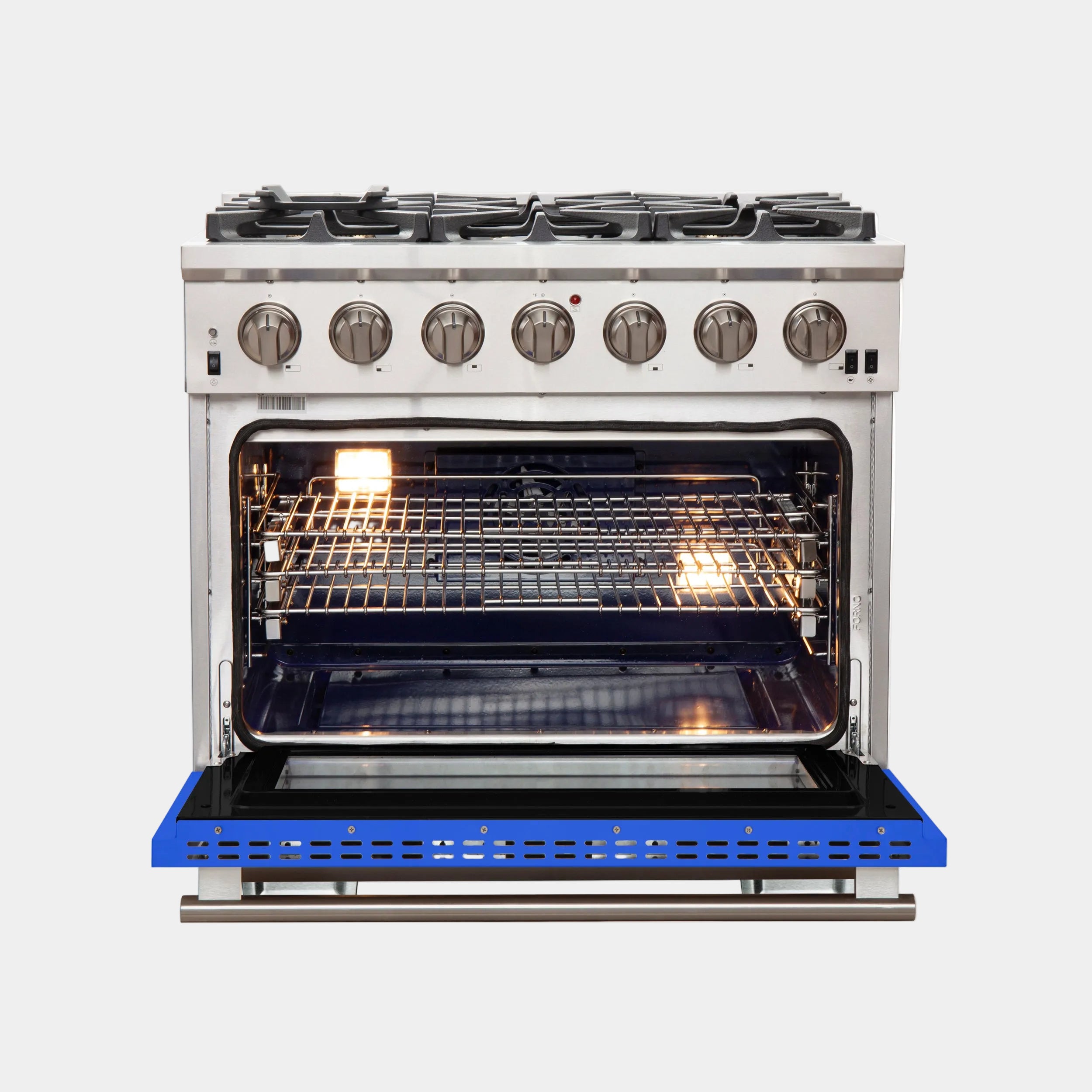 Forno Capriasca 36 In. 5.36 cu. ft. 6-burner Blue Gas Range with Brass Burners 5.36 cu. ft. | FFSGS6260-36BLU