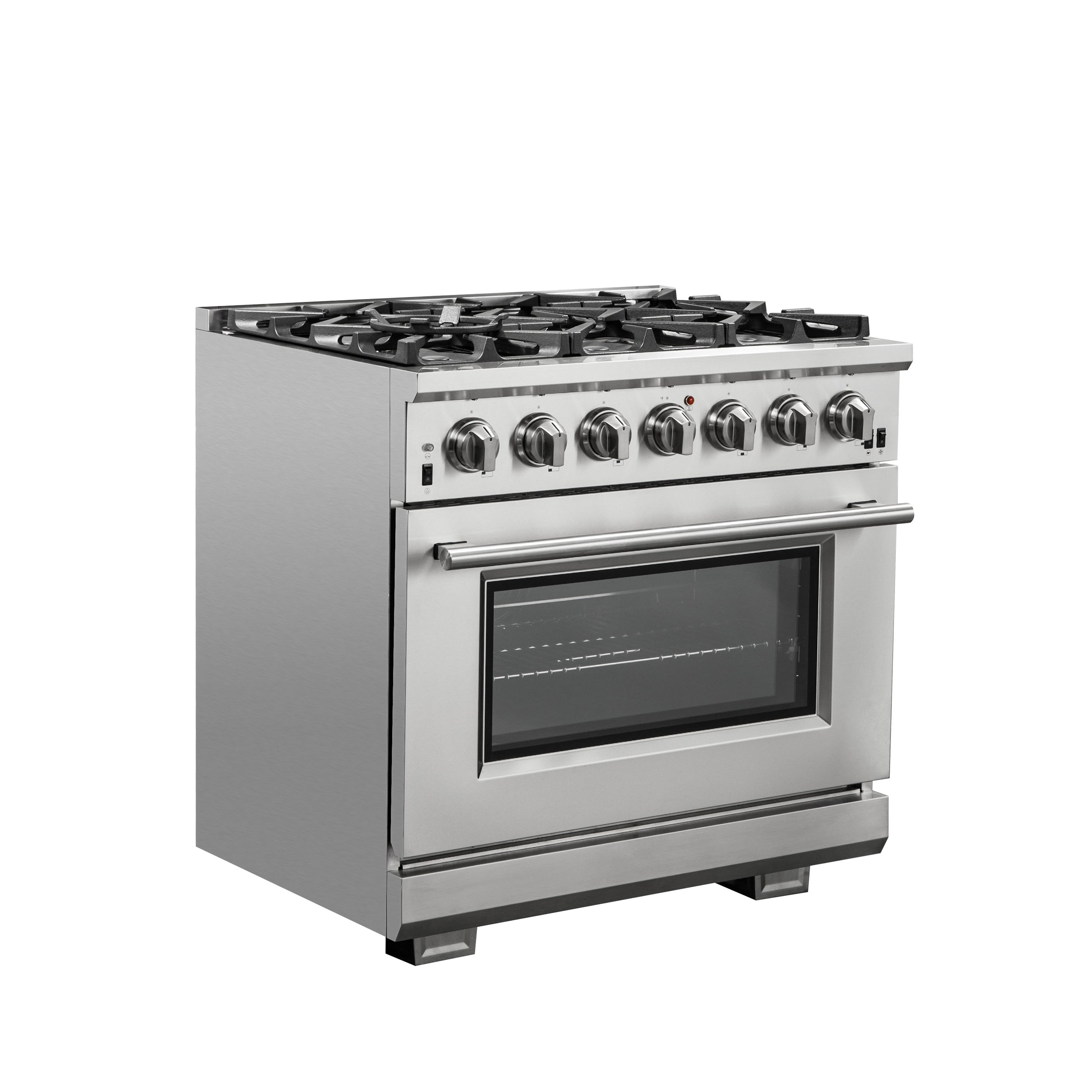 Forno Capriasca 36 in. 5.36 cu. ft. 6-Burner Stainless Steel Gas Range with Brass Burners | FFSGS6260-36