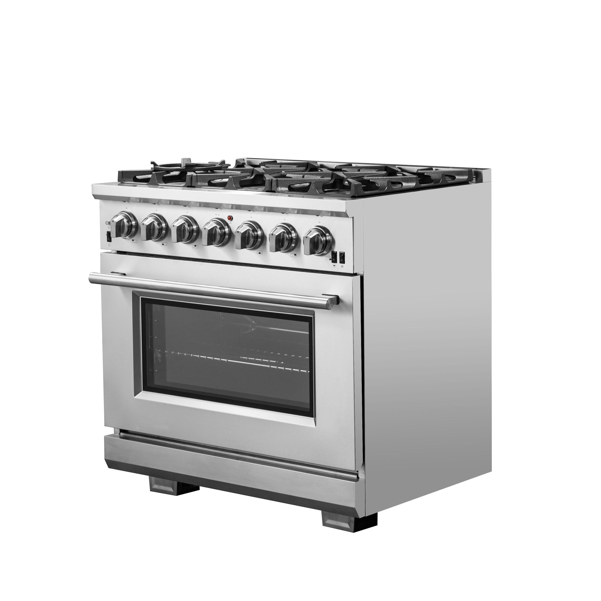 Forno Capriasca 36 in. 5.36 cu. ft. 6-Burner Stainless Steel Gas Range with Brass Burners | FFSGS6260-36