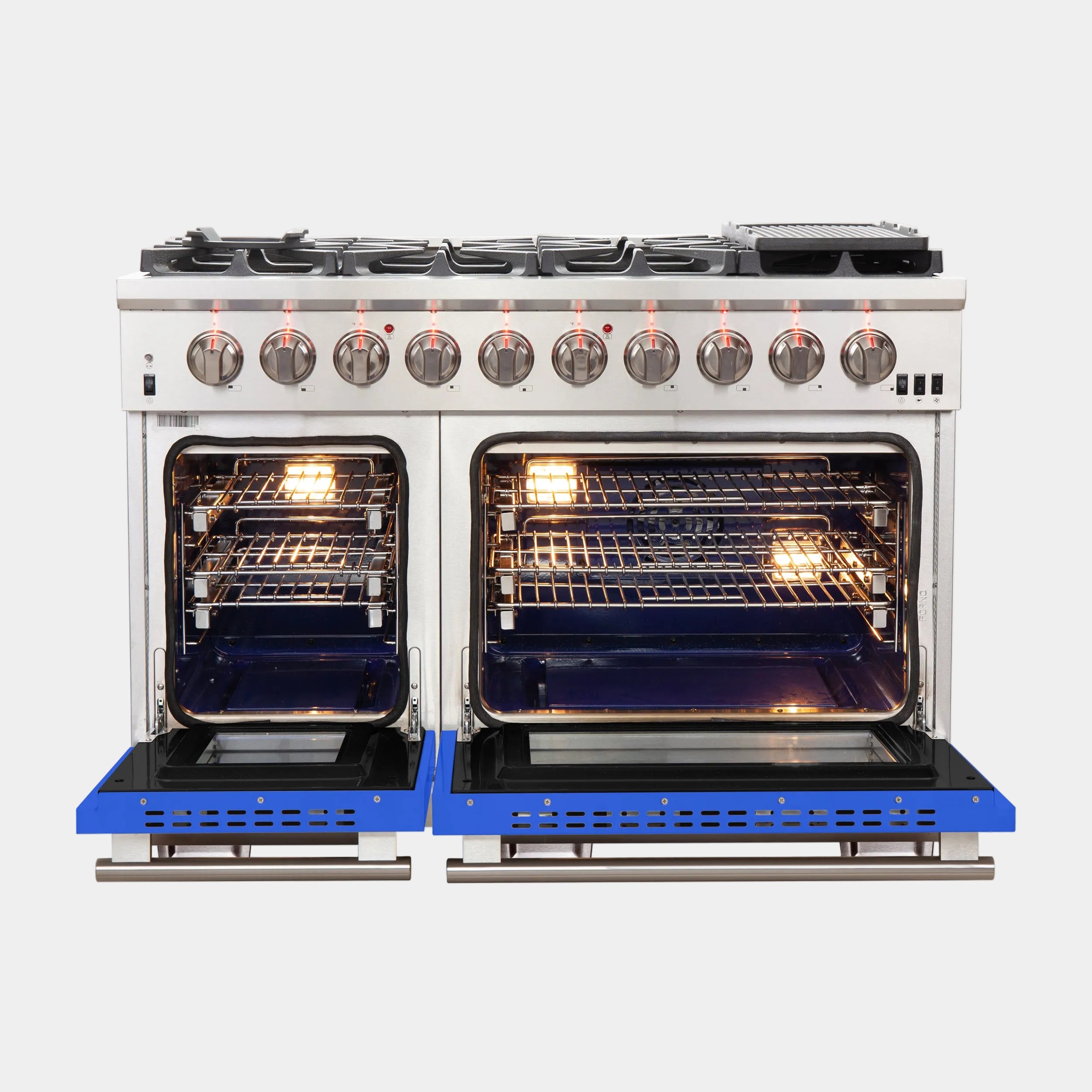Forno Capriasca 48 in. 6.58 cu. ft. 8-burner Blue Gas Range with Brass Burners | FFSGS6260-48BLU