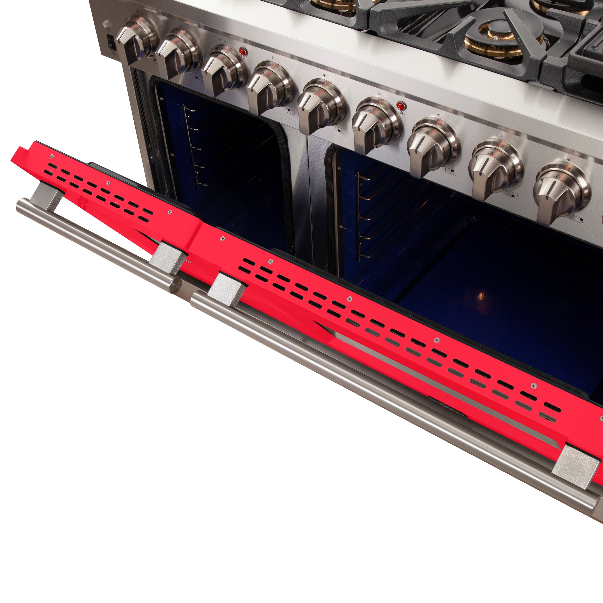 Forno Capriasca 48 in. 6.58 cu. ft. 8-burner Red Gas Range with Brass Burners | FFSGS6260-48RED