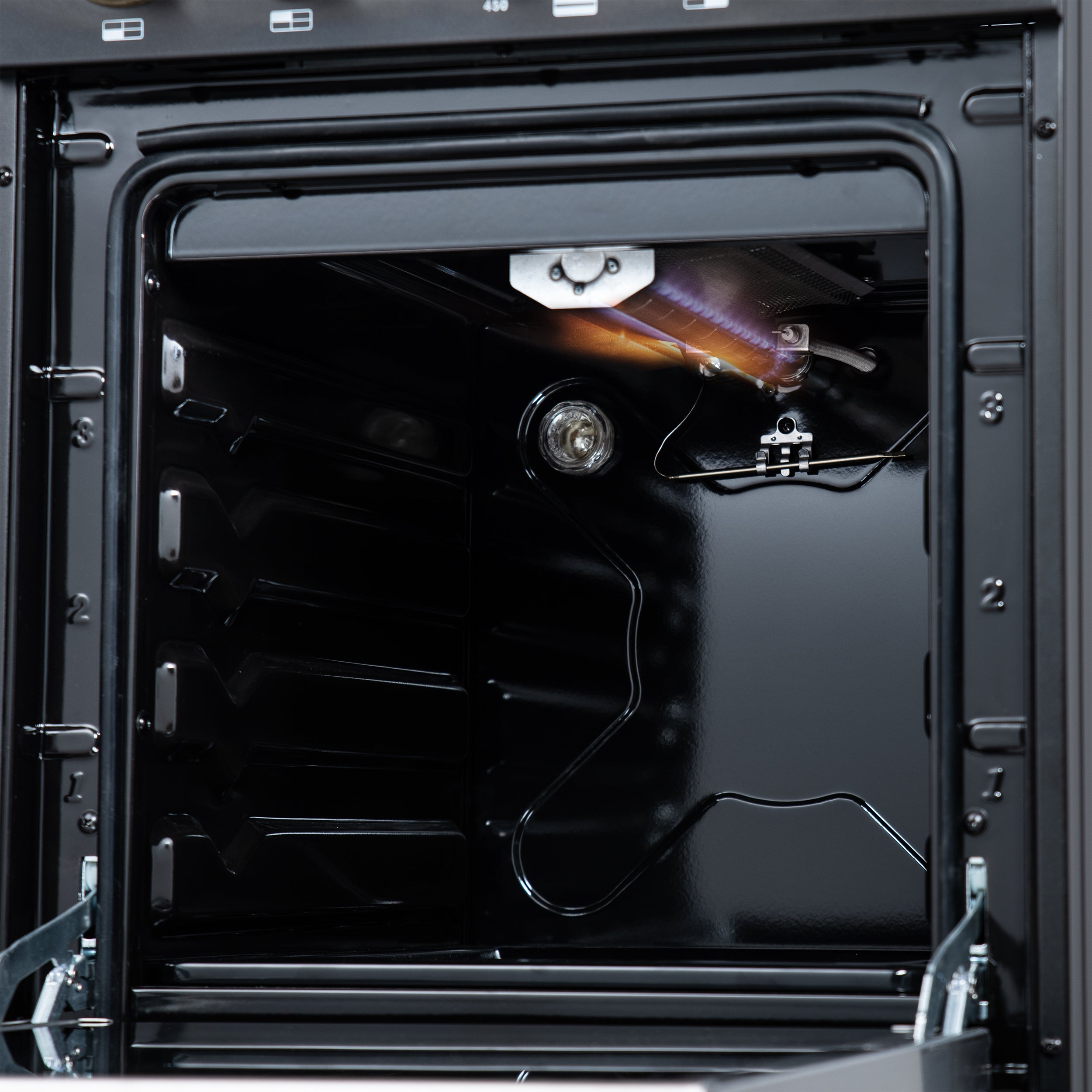 Forno Lamazze 20 in. 2.05 cu.ft. Black Gas Range with 4 Burners, Storage Drawer and Antique Brass Accents | FFSGS6265-20BLK