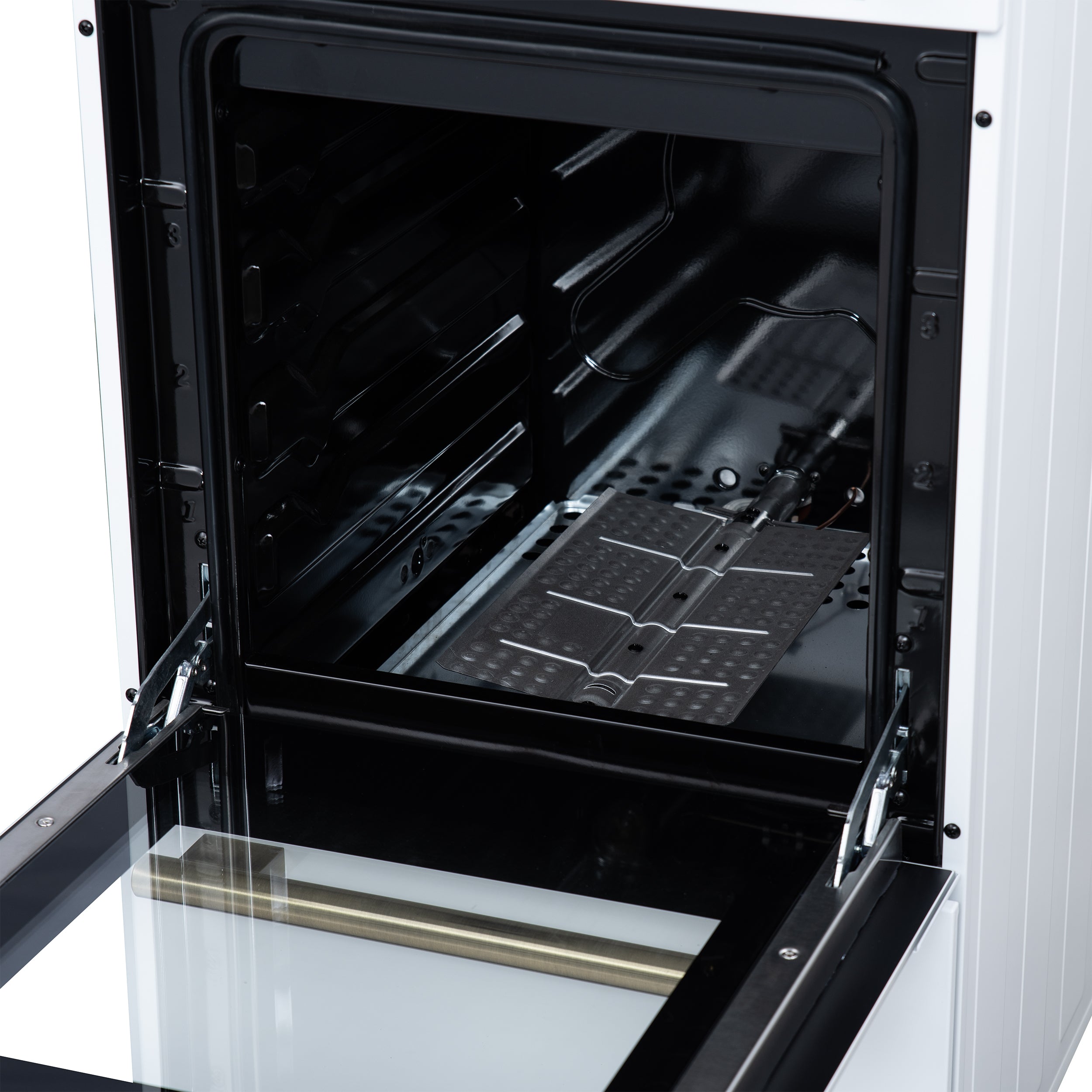 Forno Lamazze 20 in. 2.05 cu.ft. White Gas Range with 4 Burners, Storage Drawer and Antique Brass Accents | FFSGS6265-20WHT