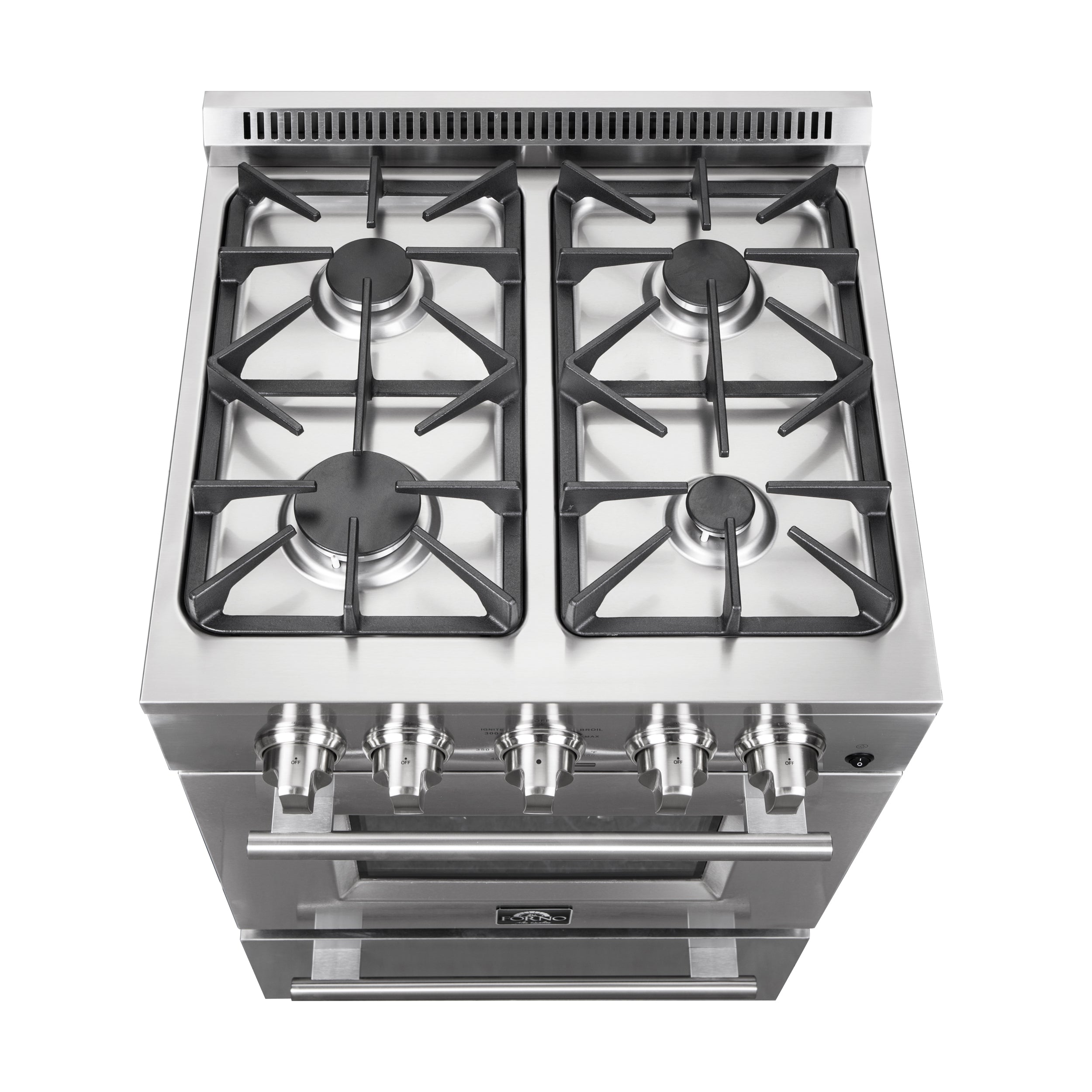 Forno Breno 24 in. 2.3 cu.ft. Stainless Steel Gas Range with 4 Burners, Air Fry Kit and Storage Drawer | FFSGS6272-24