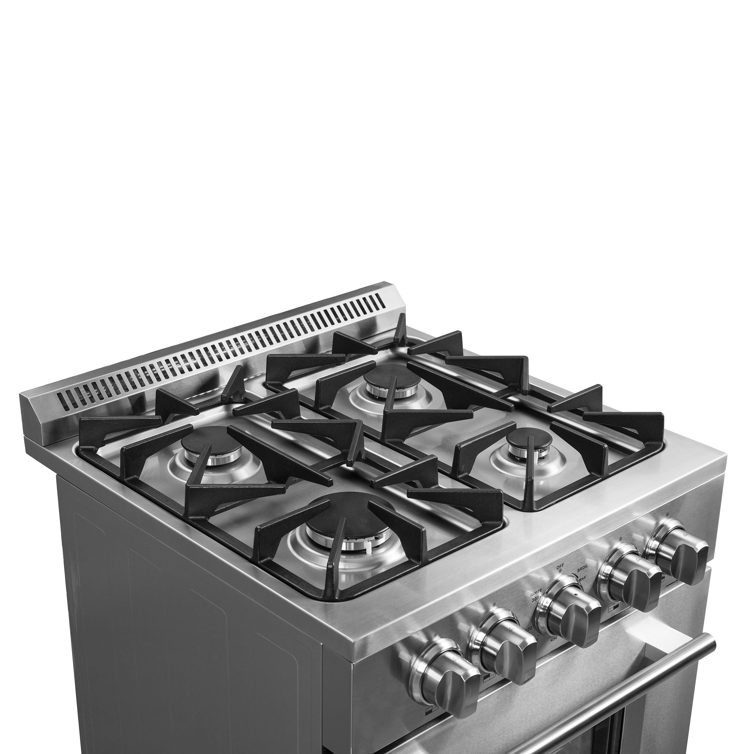 Forno Breno 24 in. 2.3 cu.ft. Stainless Steel Gas Range with 4 Burners, Air Fry Kit and Storage Drawer | FFSGS6272-24