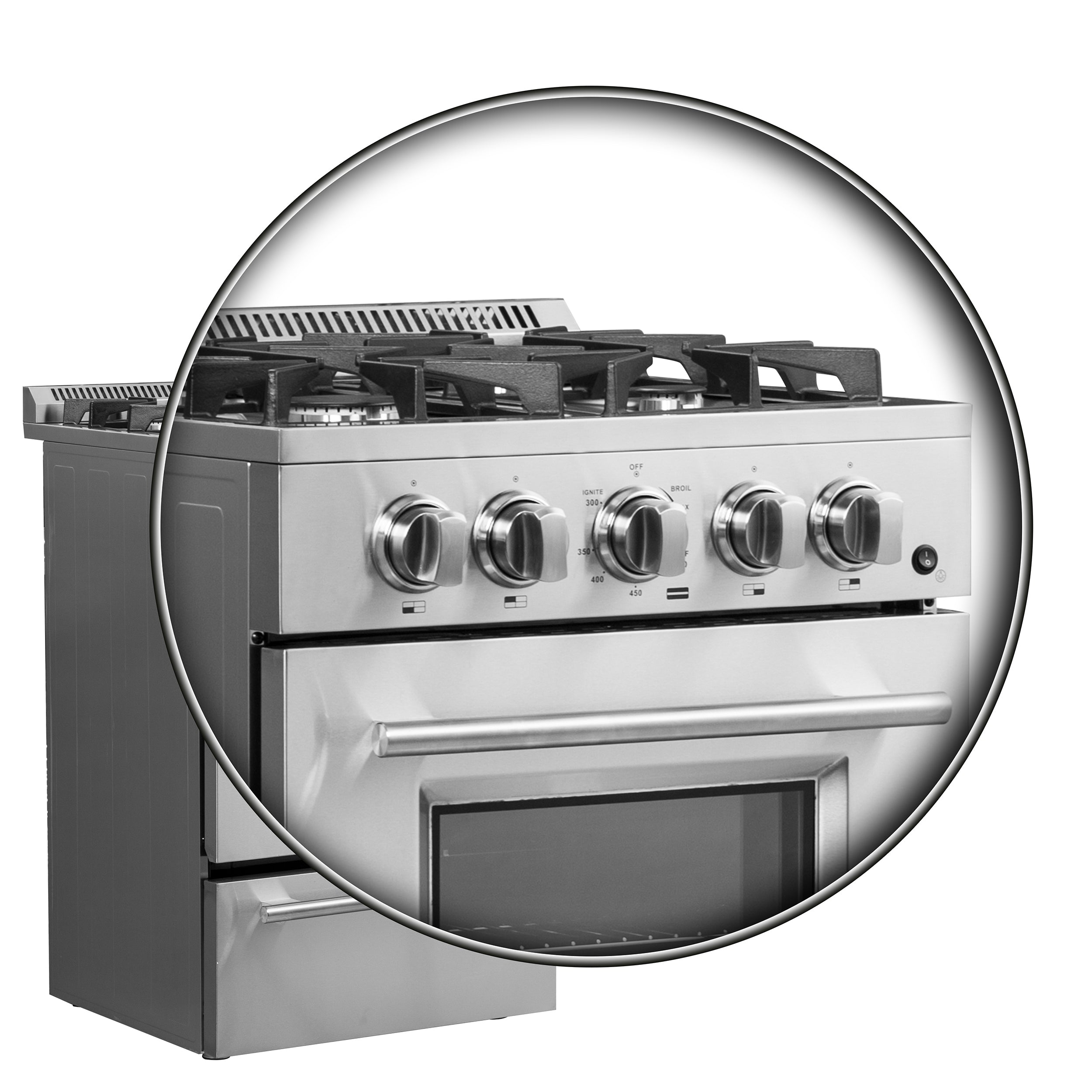 Forno Breno 24 in. 2.3 cu.ft. Stainless Steel Gas Range with 4 Burners, Air Fry Kit and Storage Drawer | FFSGS6272-24