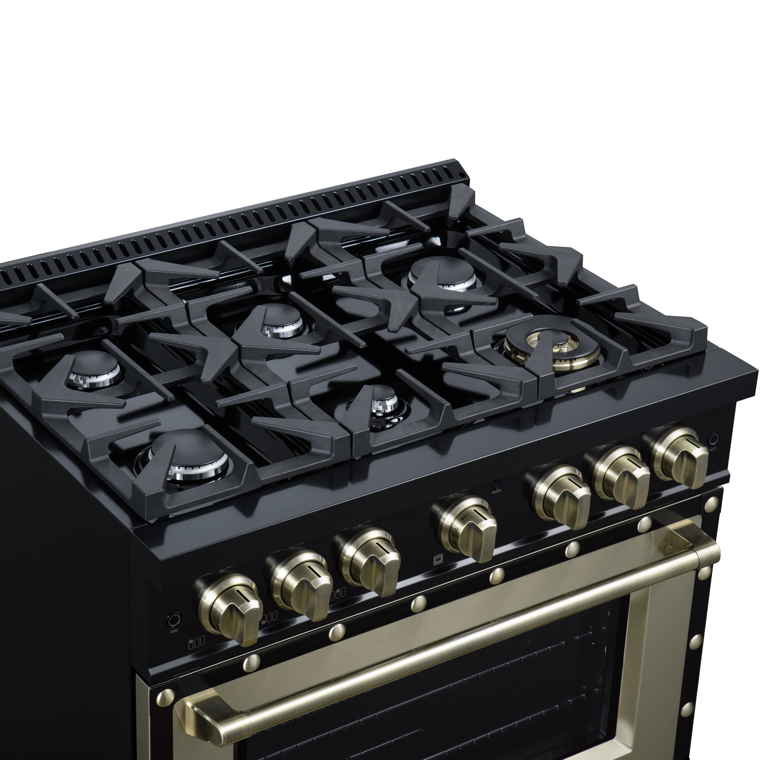 Forno Valente 36 in. 5.2 Cu.ft. Black Gas Range with 6 Sealed Burners and Air Fry | FFSGS6299-36CPBLK